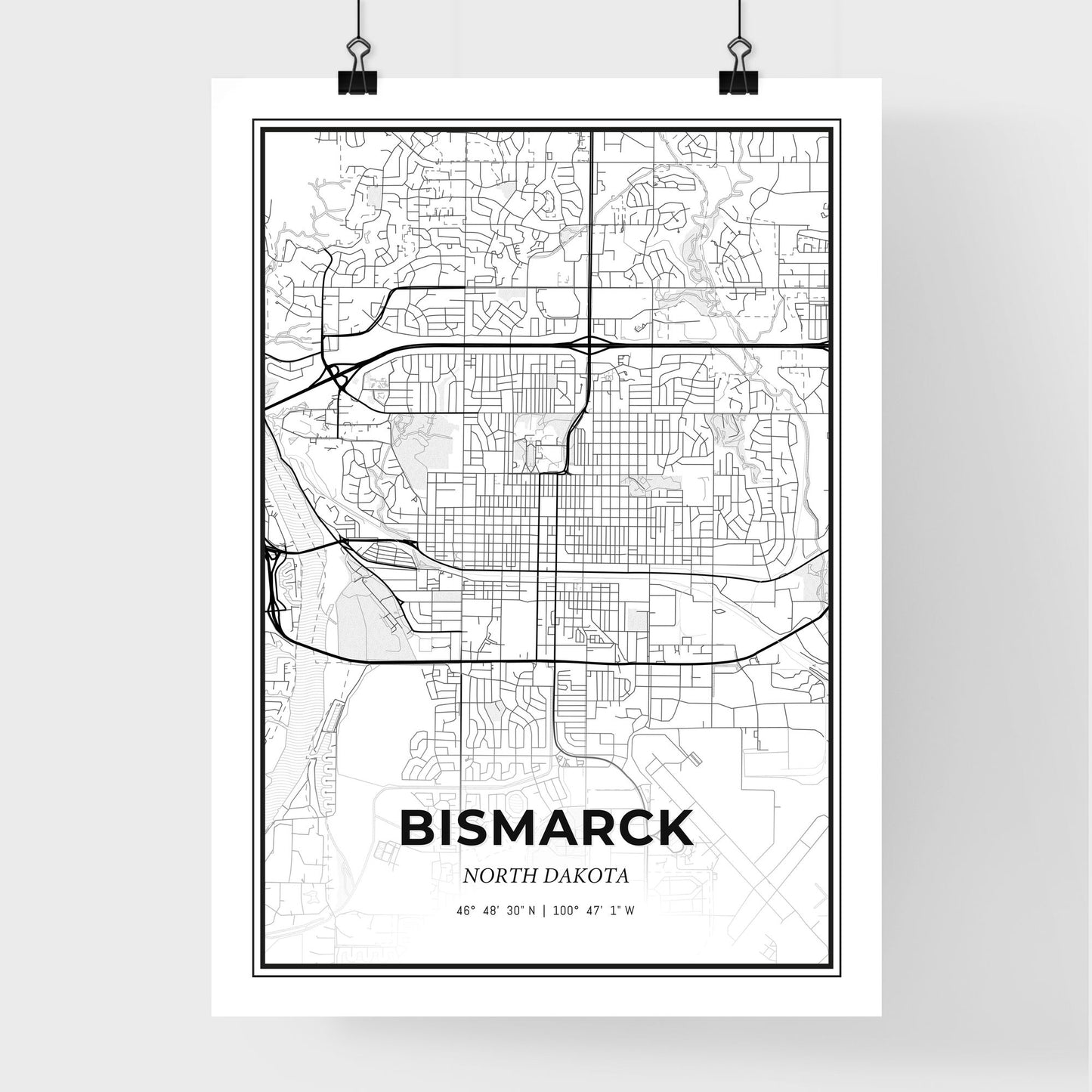 Bismarck North Dakota - Premium City Map Poster