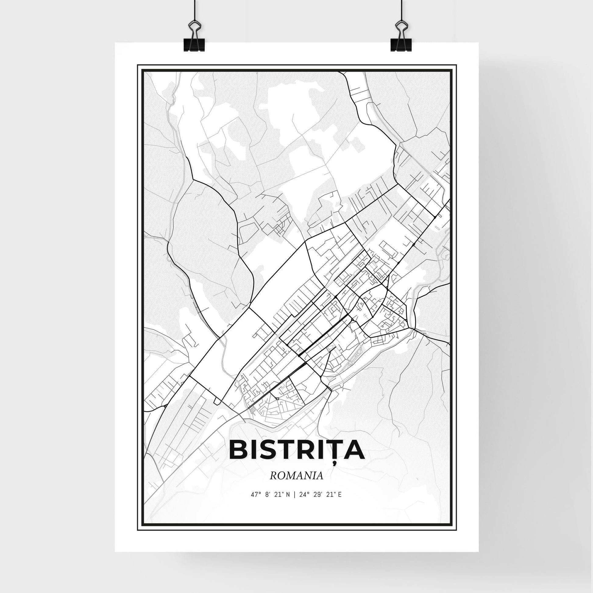 Bistrița Romania - Premium City Map Poster