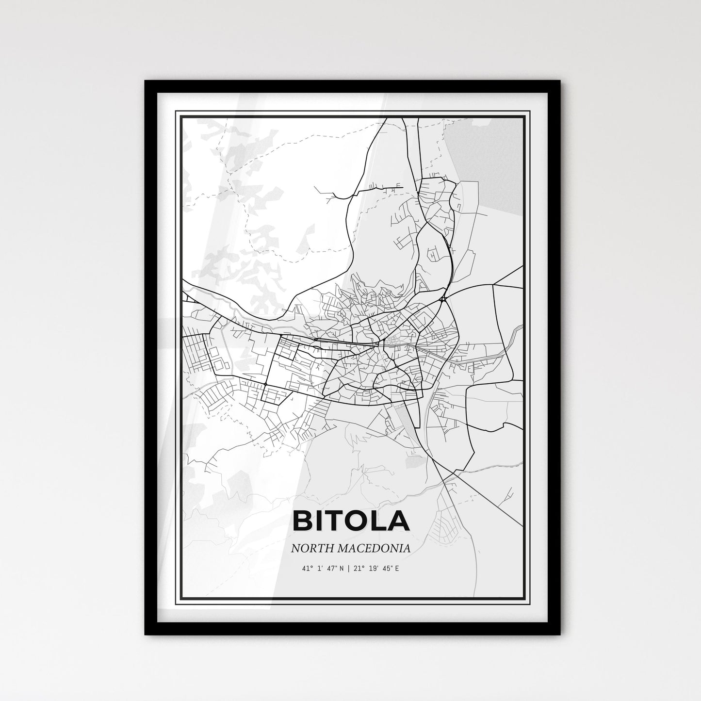 Bitola North Macedonia - Scandinavian Style City Map for Modern Home Decor