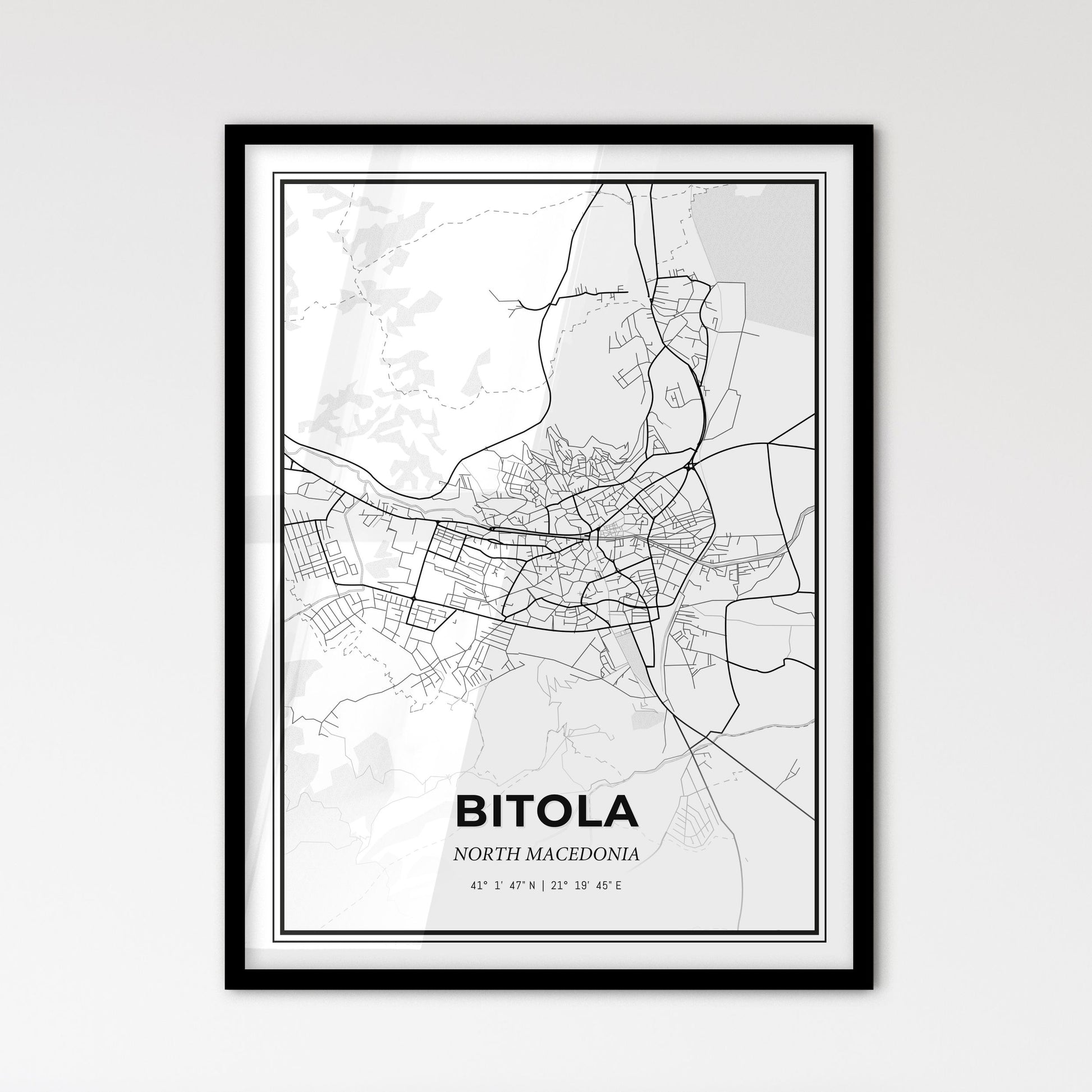 Bitola North Macedonia - Scandinavian Style City Map for Modern Home Decor