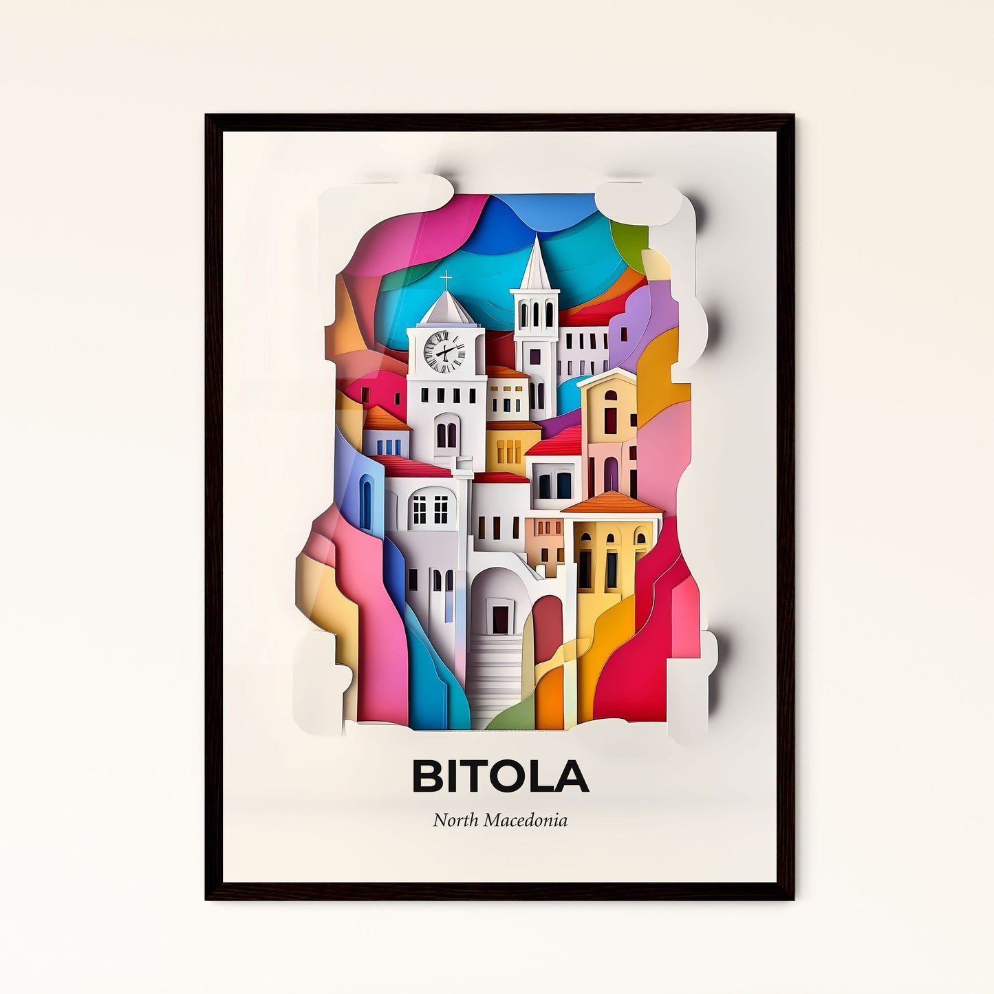 Vivid Bitola, North Macedonia - a paper cut of a city with a clock