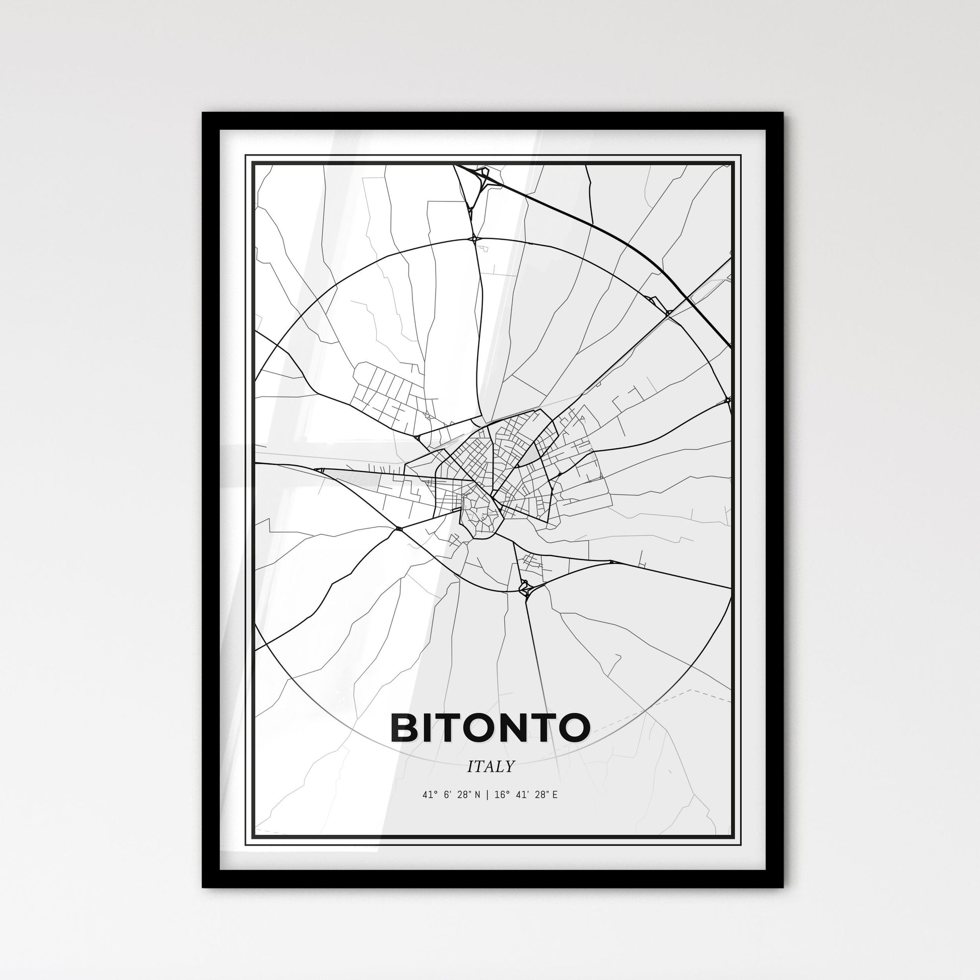 Bitonto Italy - Scandinavian Style City Map for Modern Home Decor