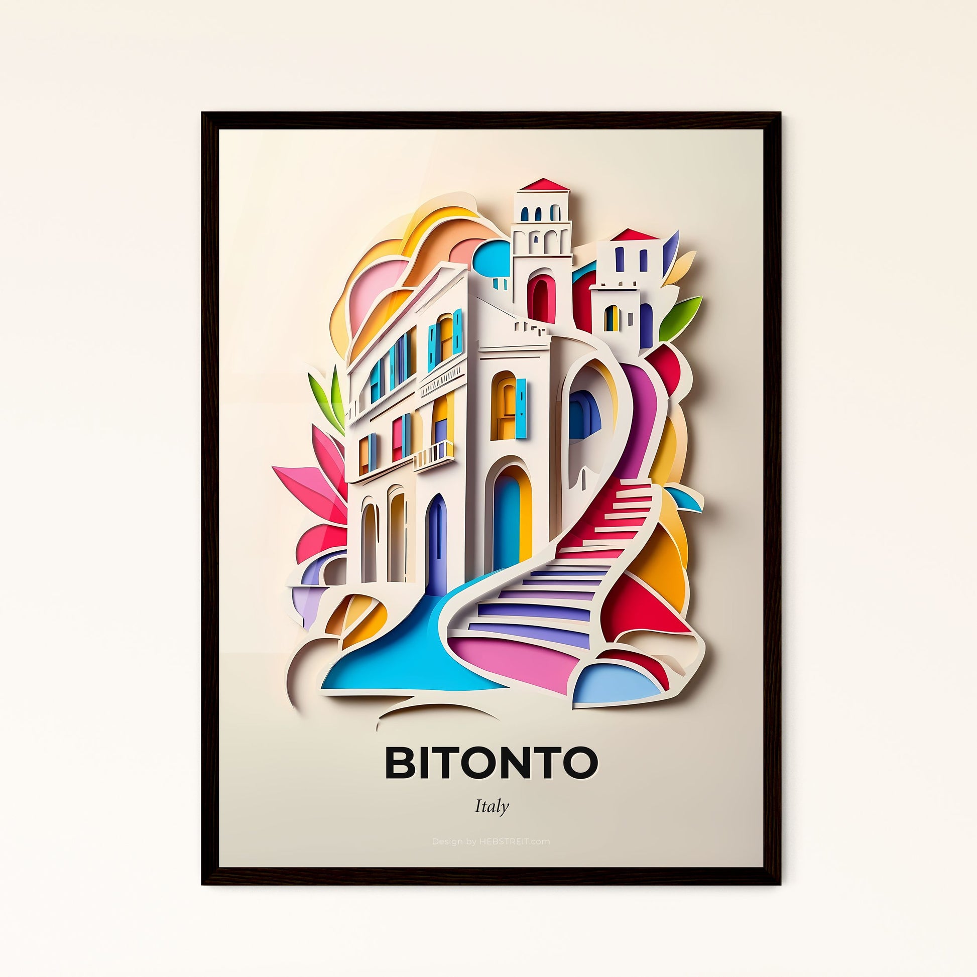 Vivid Bitonto, Italy - a paper cut of a building with a staircase