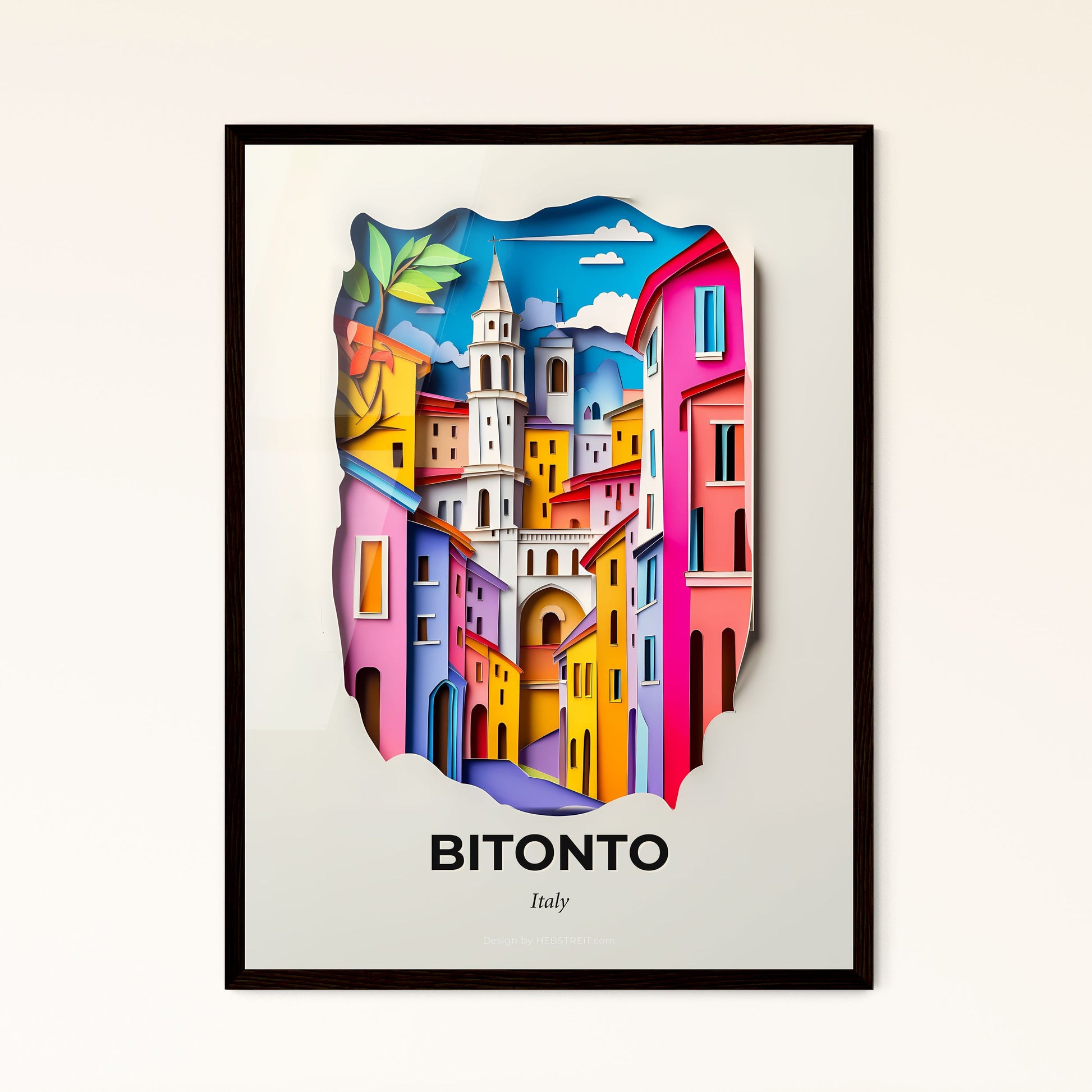 Vivid Bitonto, Italy - a colorful city with a clock on the wall