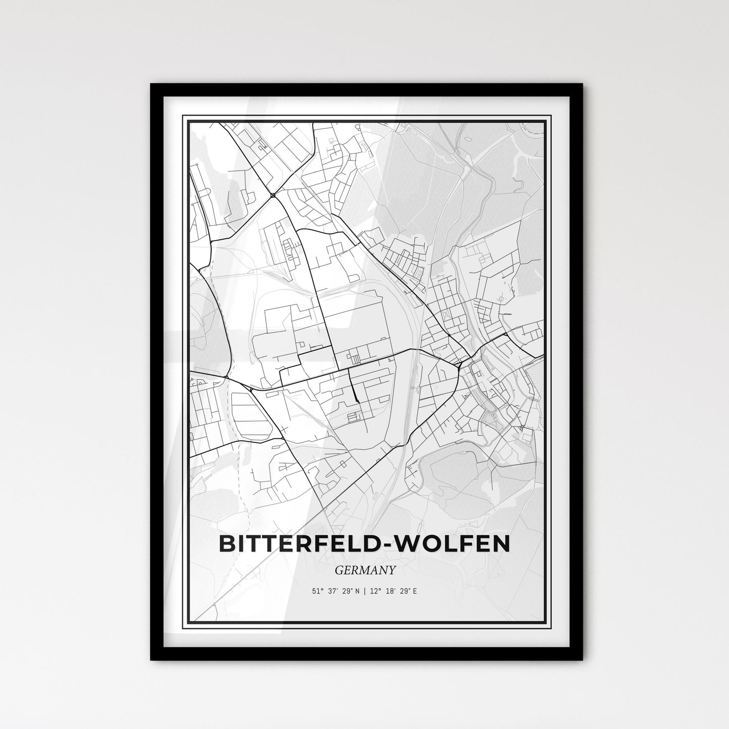 Bitterfeld-Wolfen Germany - Scandinavian Style City Map for Modern Home Decor