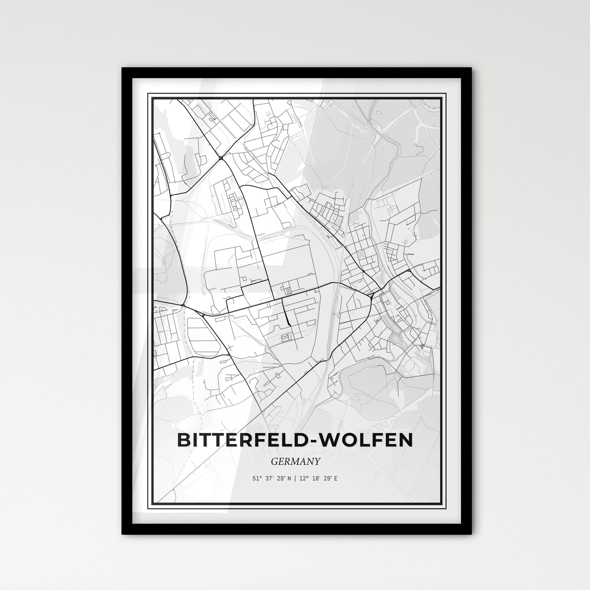 Bitterfeld-Wolfen Germany - Scandinavian Style City Map for Modern Home Decor