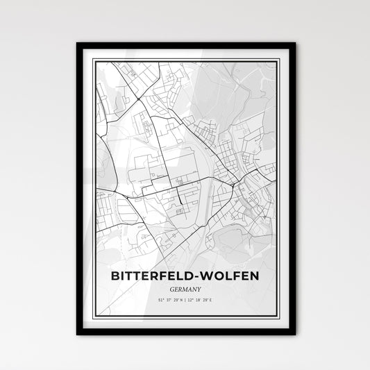 Bitterfeld-Wolfen Germany - Scandinavian Style City Map for Modern Home Decor