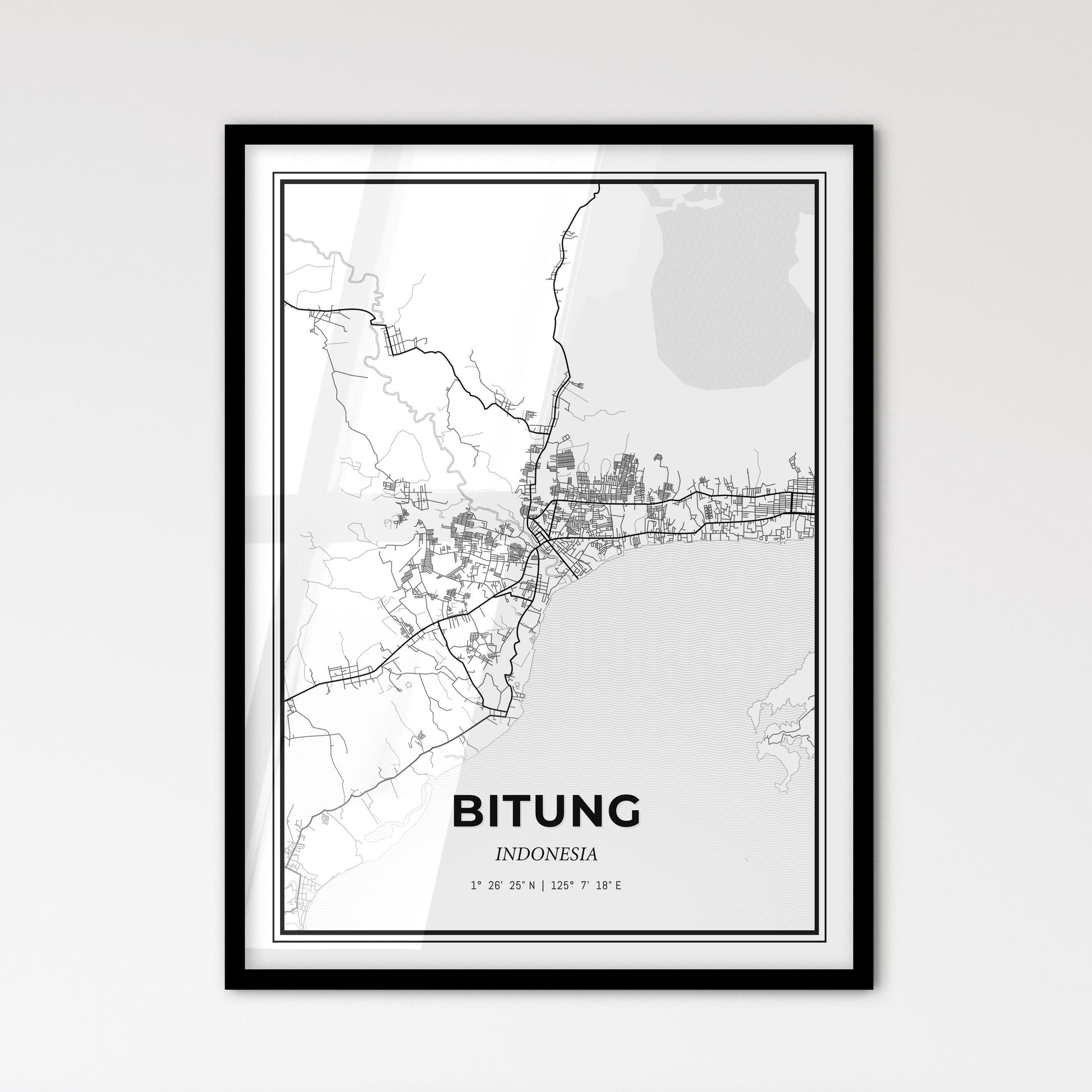 Bitung Indonesia - Scandinavian Style City Map for Modern Home Decor