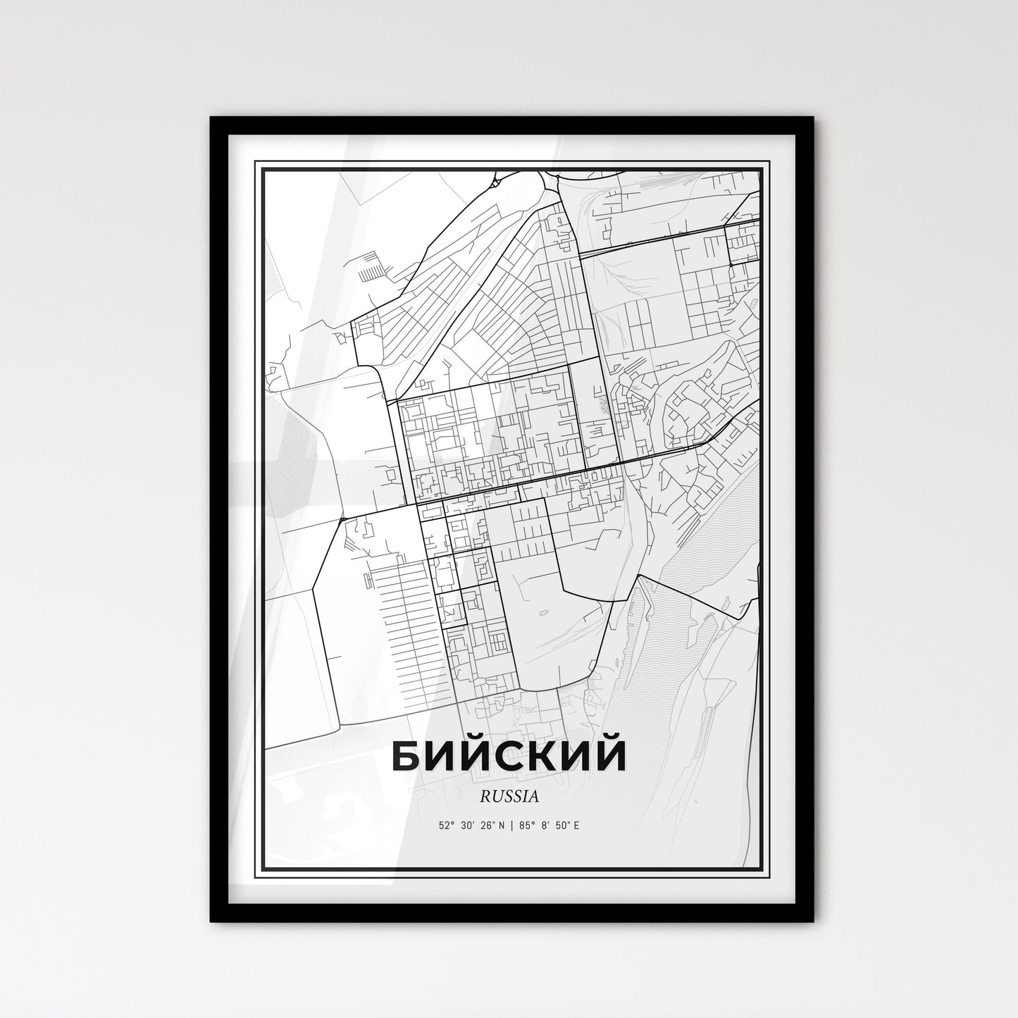 Biysk Russia - Scandinavian Style City Map for Modern Home Decor