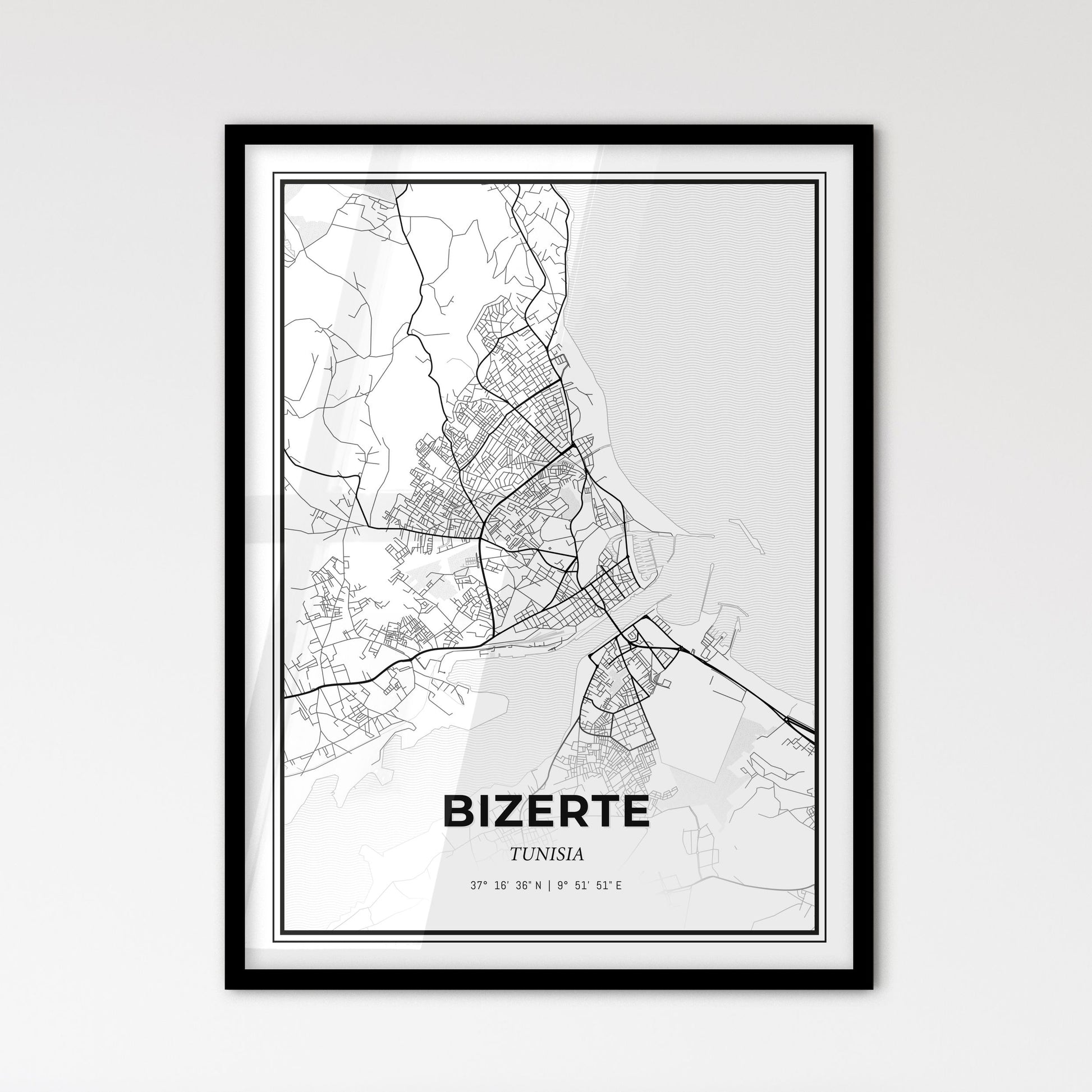 Bizerte Tunisia - Scandinavian Style City Map for Modern Home Decor