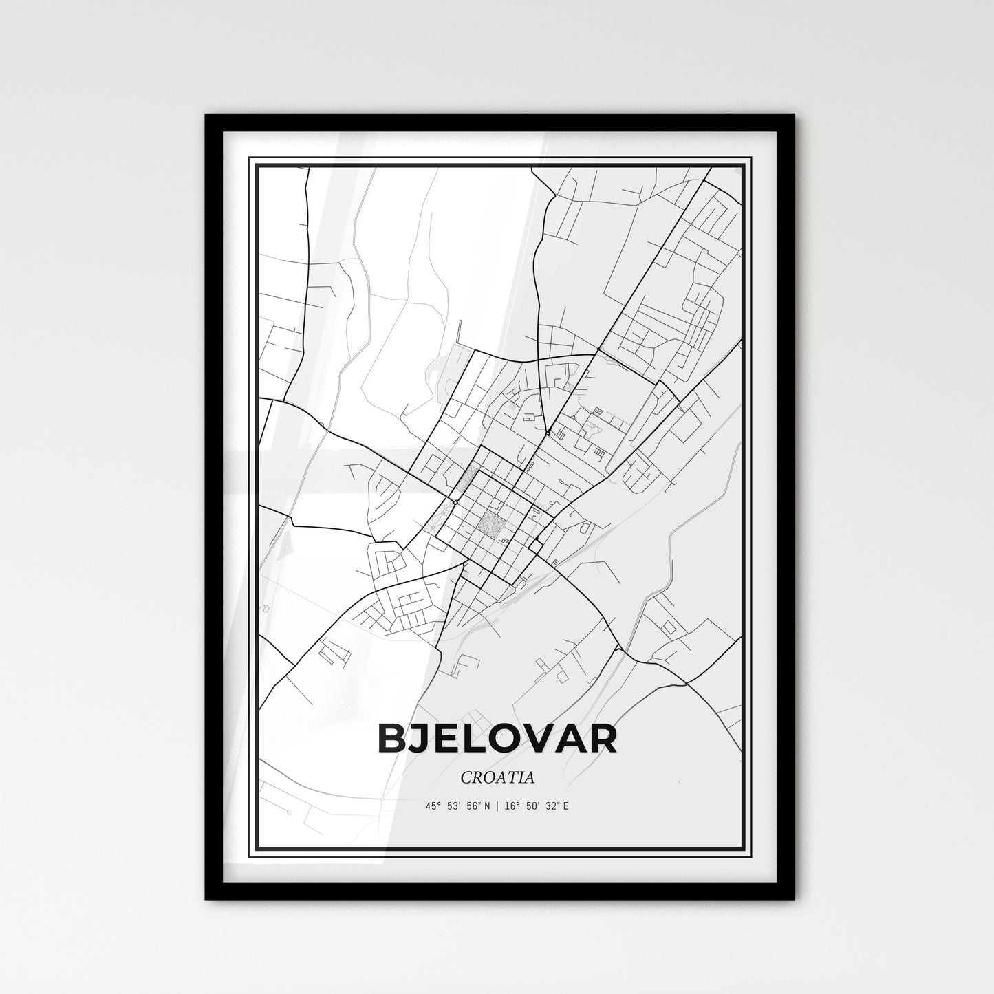 Bjelovar  Croatia - Scandinavian Style City Map for Modern Home Decor