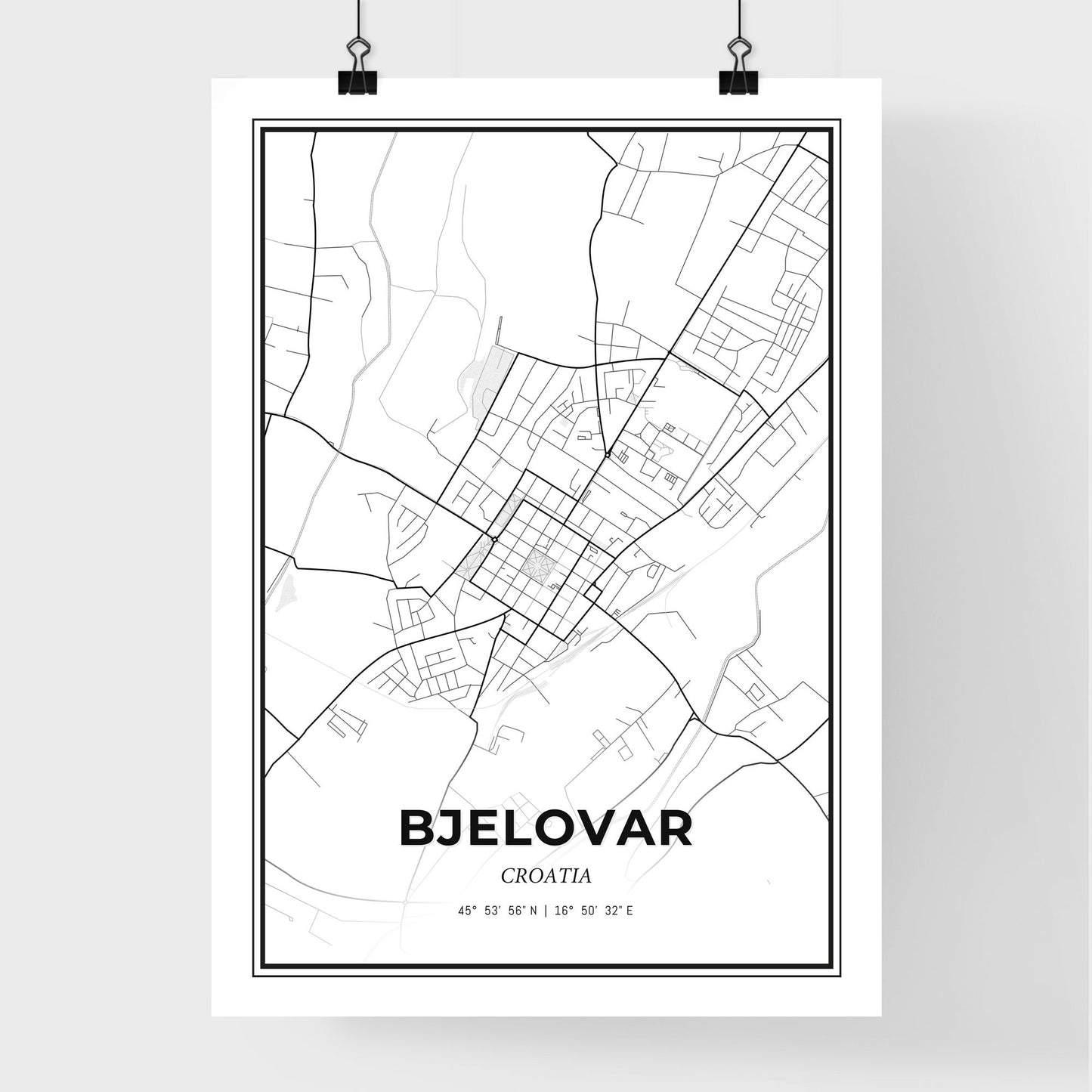 Bjelovar  Croatia - Premium City Map Poster