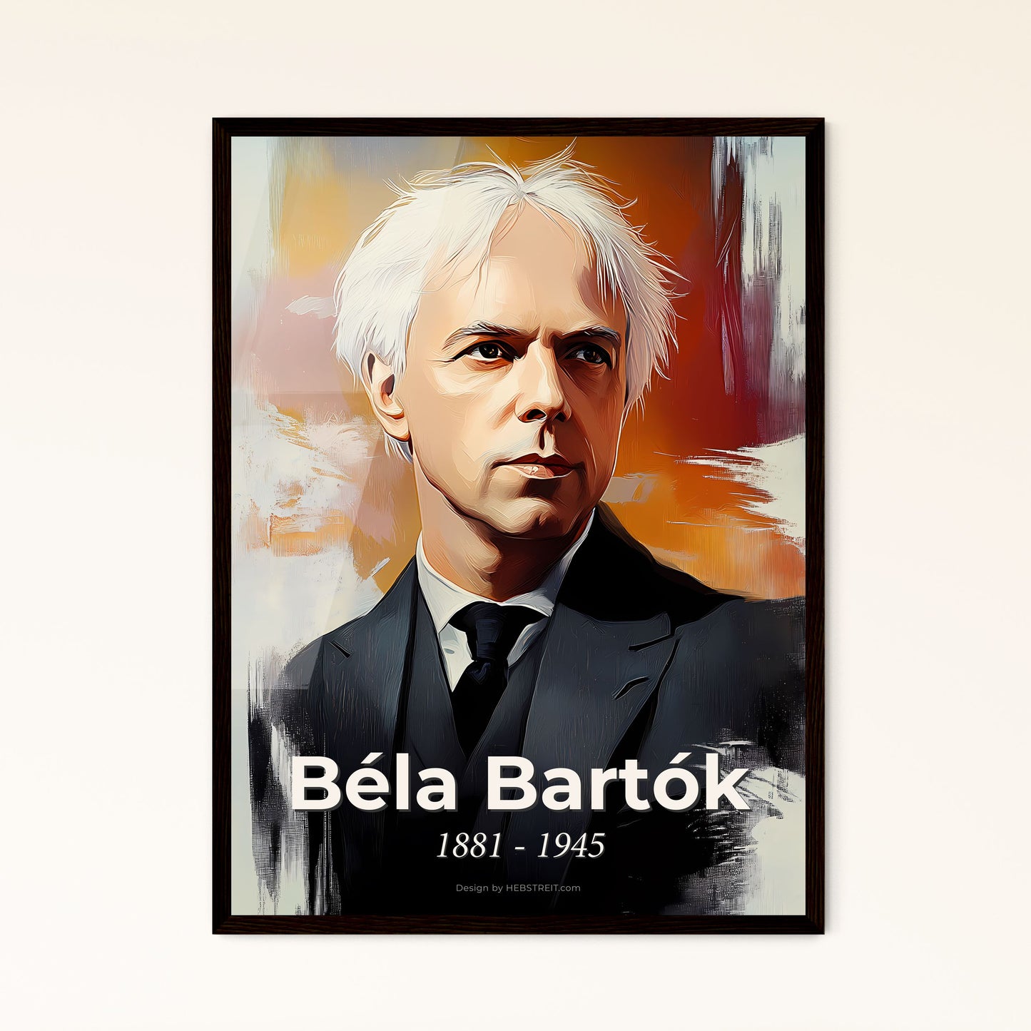 Portrait of Béla Bartók, 1881 - 1945. Impressionistic painting of a man in a suit.