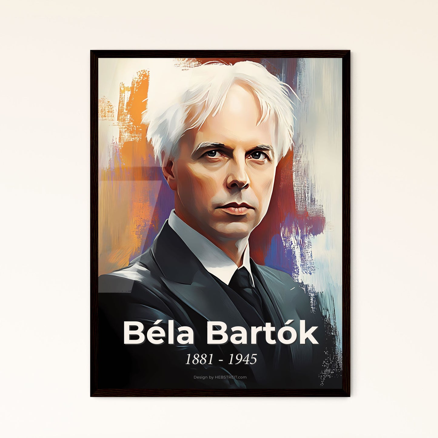 Portrait of Béla Bartók, 1881 - 1945. Impressionistic painting of a man in a suit.