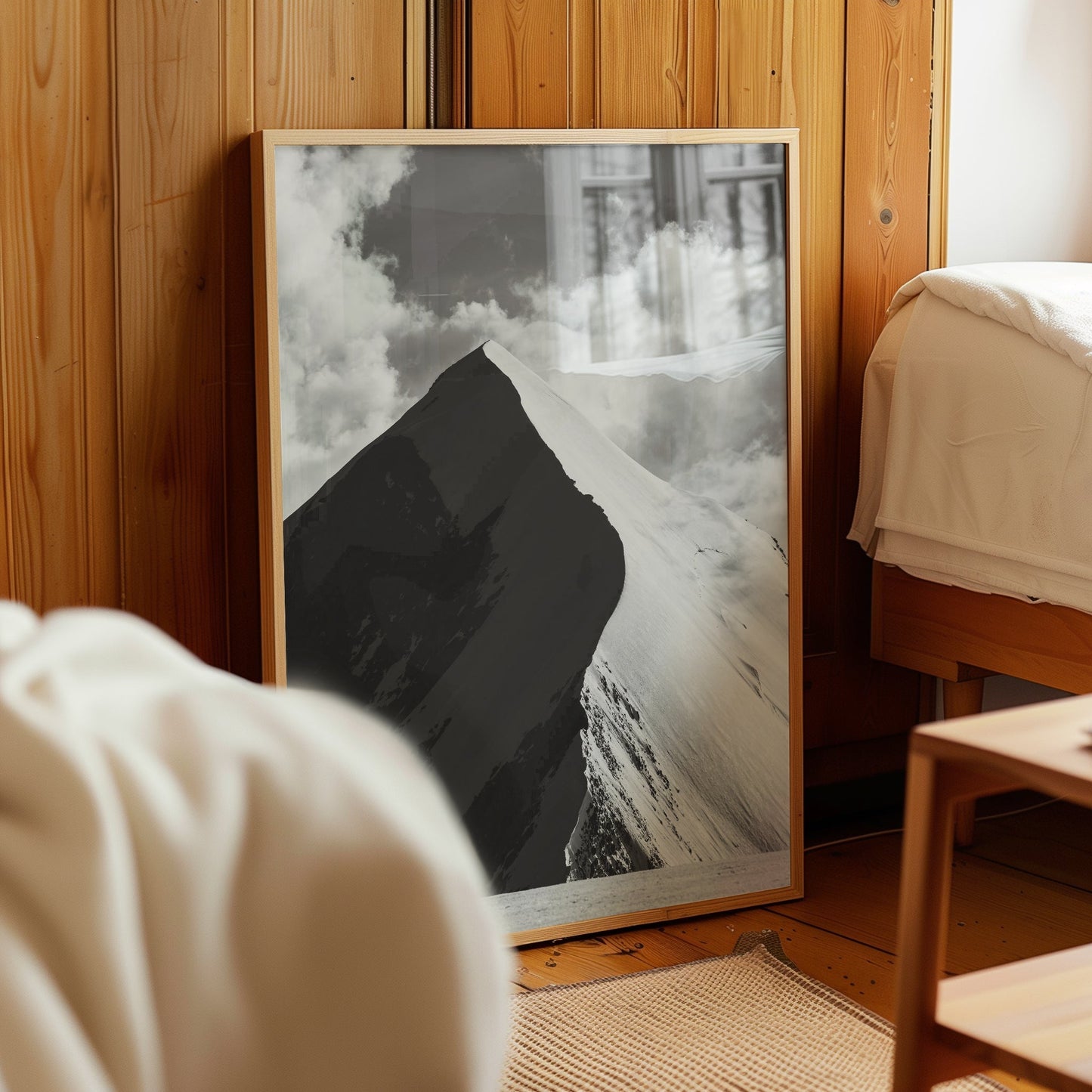 Aiguille de Bionnassay Print – Black and White Alpine Wall Art