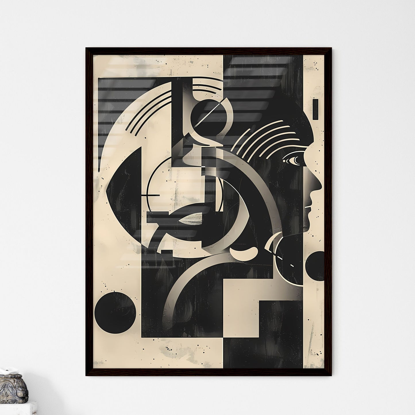 Bauhaus-Inspired Abstract Black-and-White Ar - Framed Art Print