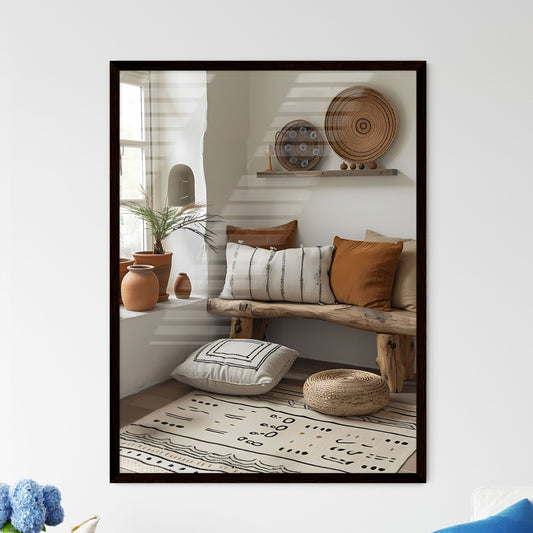 Bohemian Line Art Print Black and White Neut - Framed Art Print