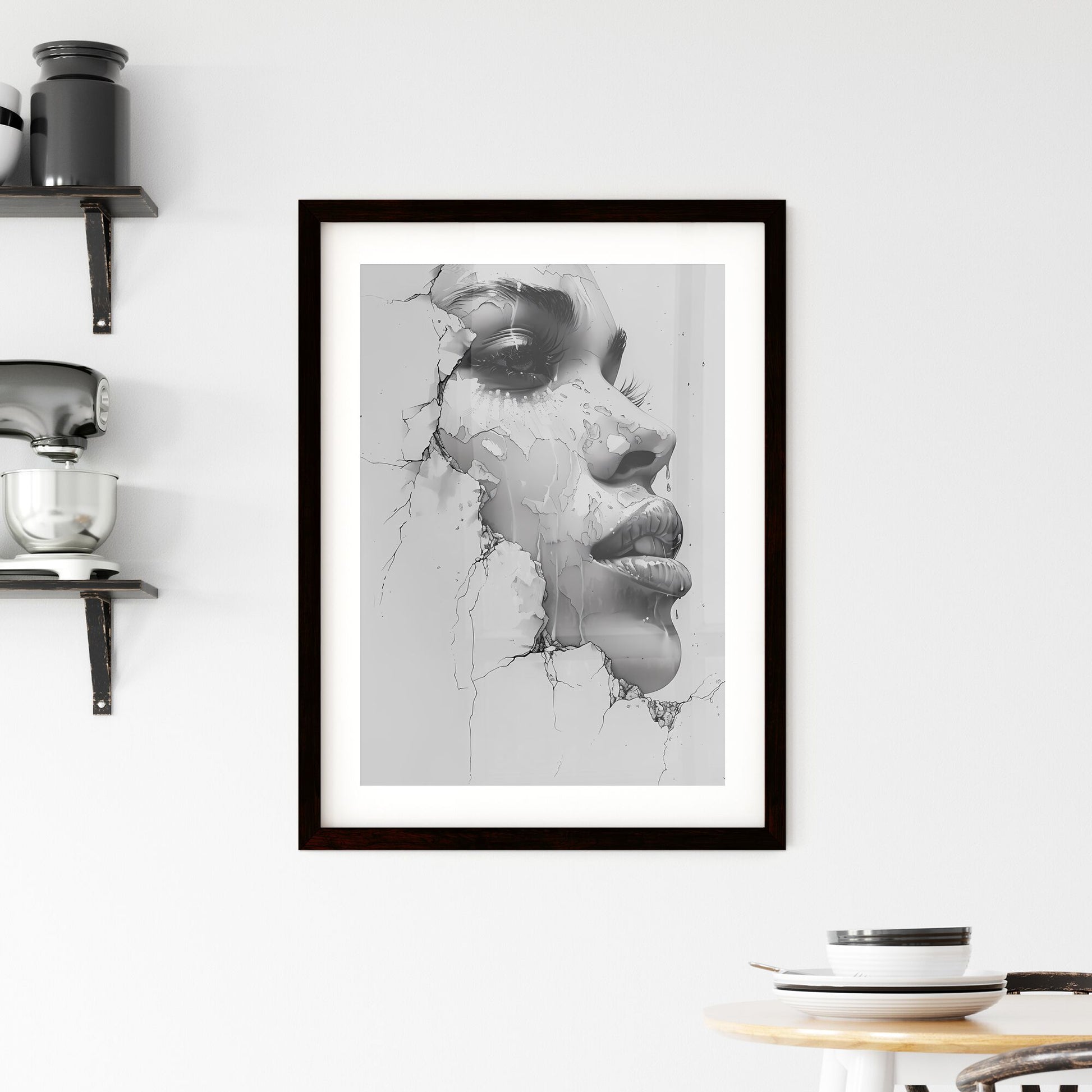 Elegant monochrome portrait highlighting artistic flair, capturing emotions in hand-drawn masterpiece. Default Title