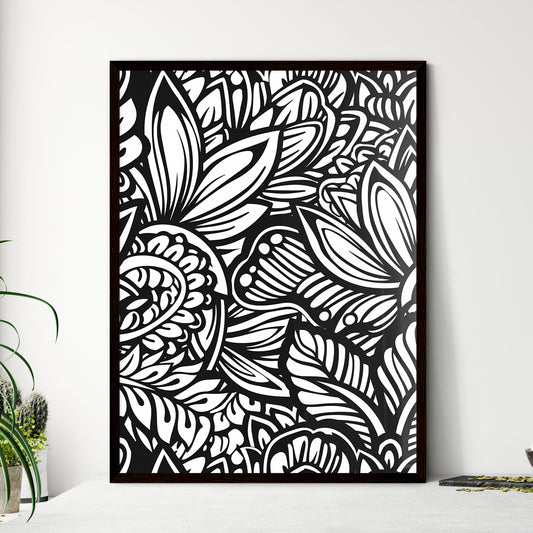 Black and white symmetrical mandala art pain - Framed Art Print