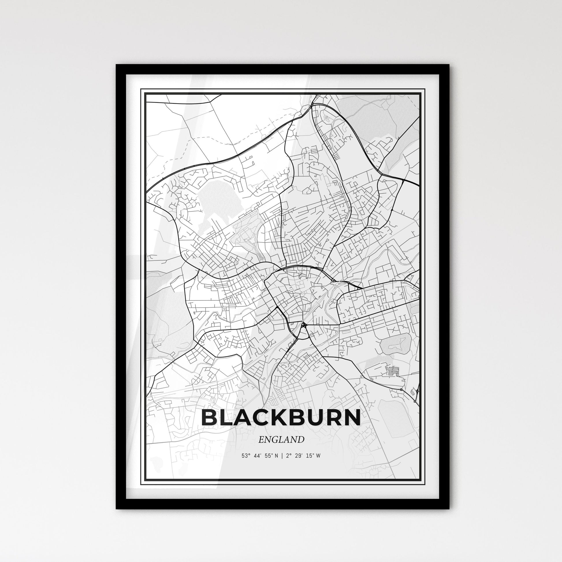 Blackburn England - Scandinavian Style City Map for Modern Home Decor