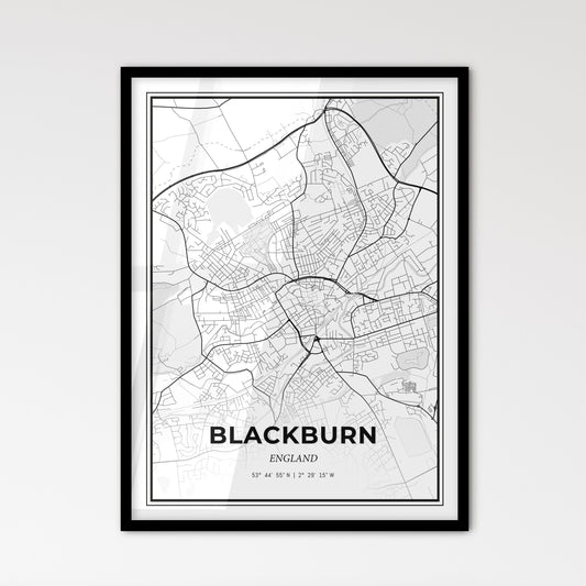 Blackburn England - Scandinavian Style City Map for Modern Home Decor