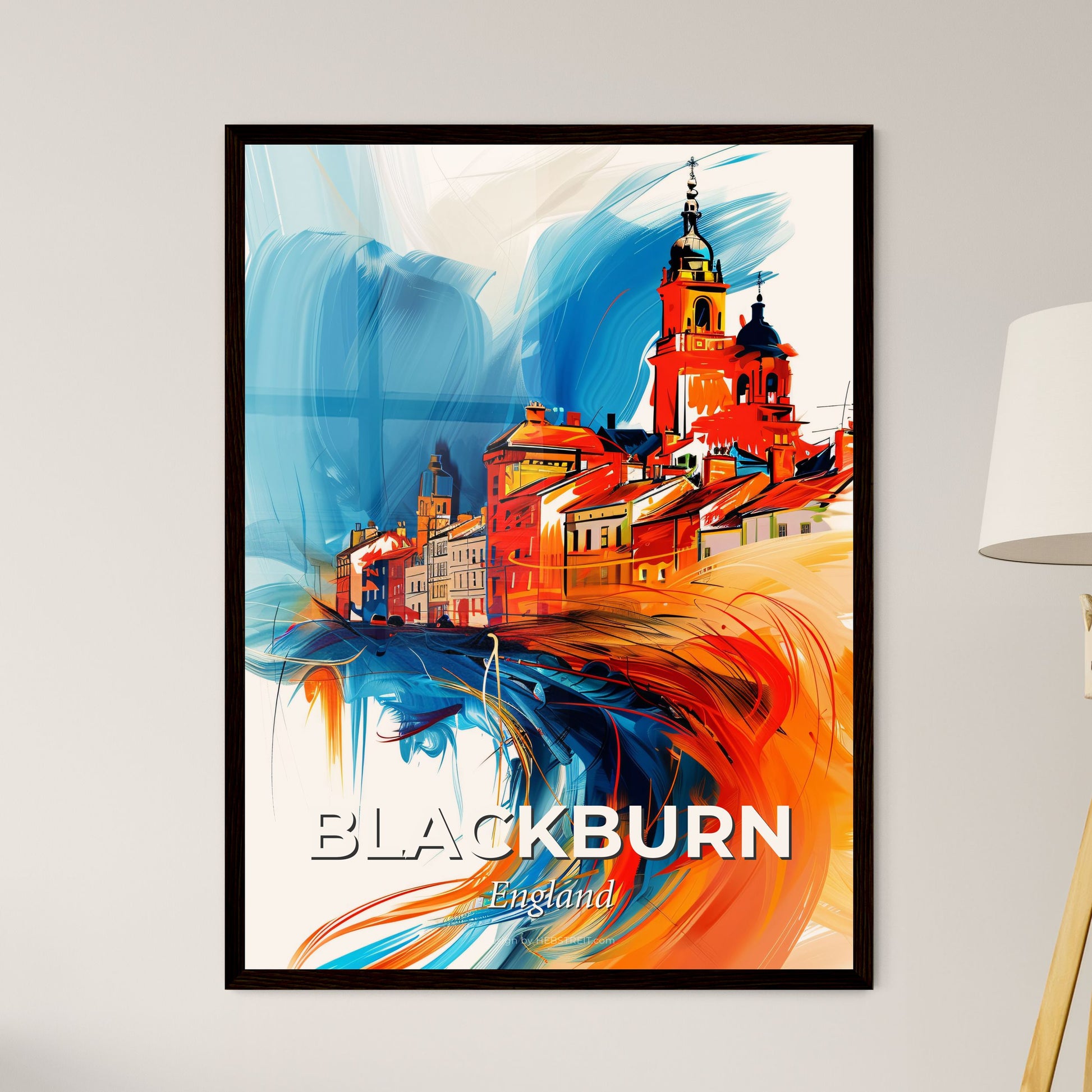 Vibrant Blackburn, England - A Painting Of A City