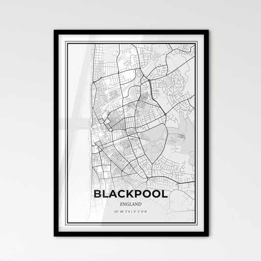 Blackpool England - Scandinavian Style City Map for Modern Home Decor