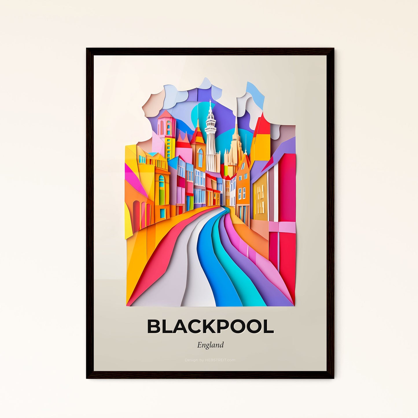 Vivid Blackpool, England - a colorful city with a rainbow colored street