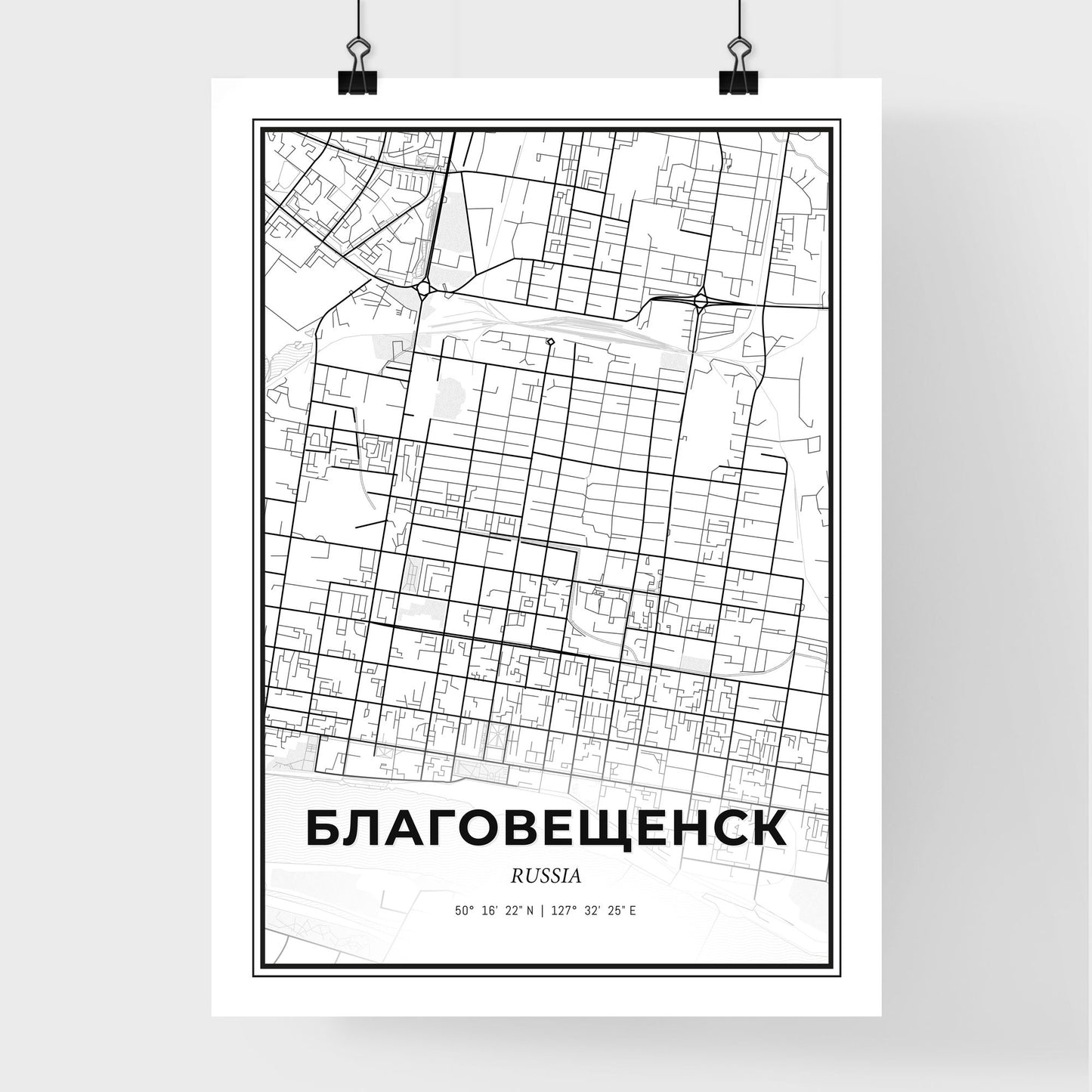 Blagoveshchensk Russia - Premium City Map Poster