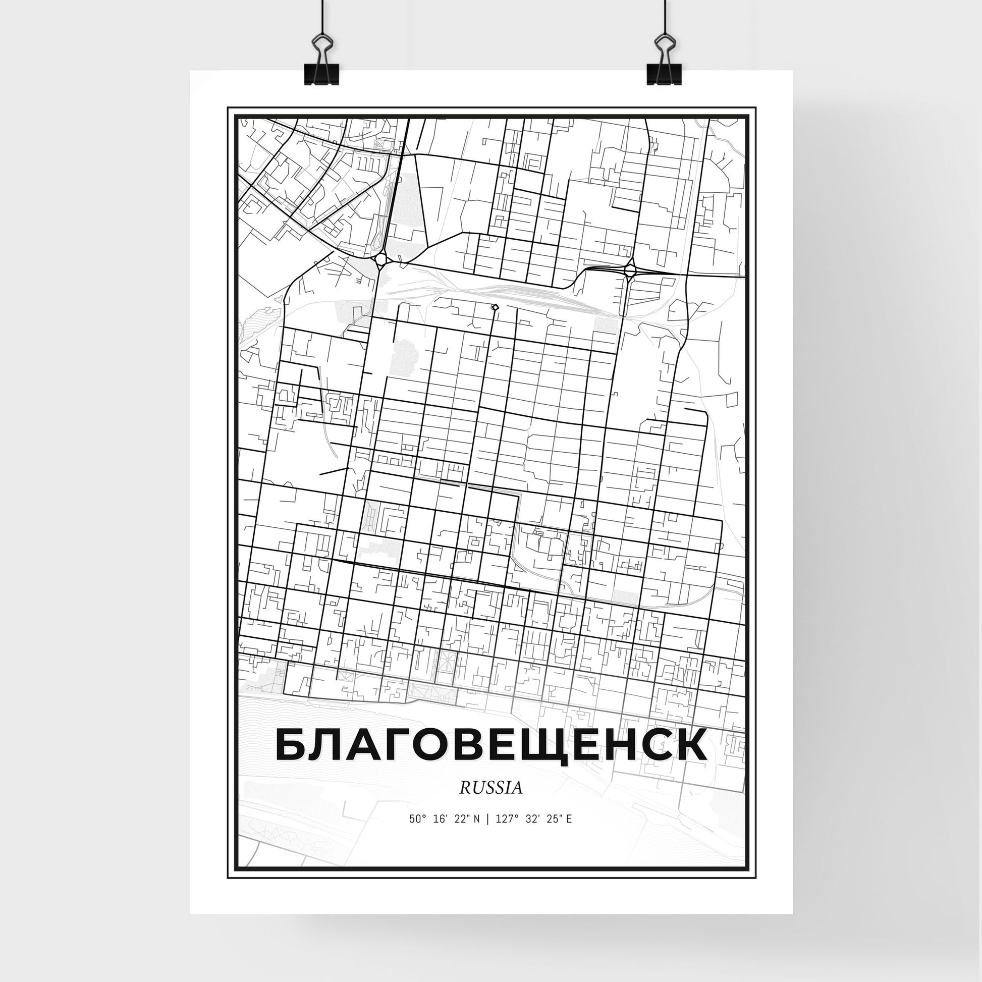 Blagoveshchensk Russia - Premium City Map Poster