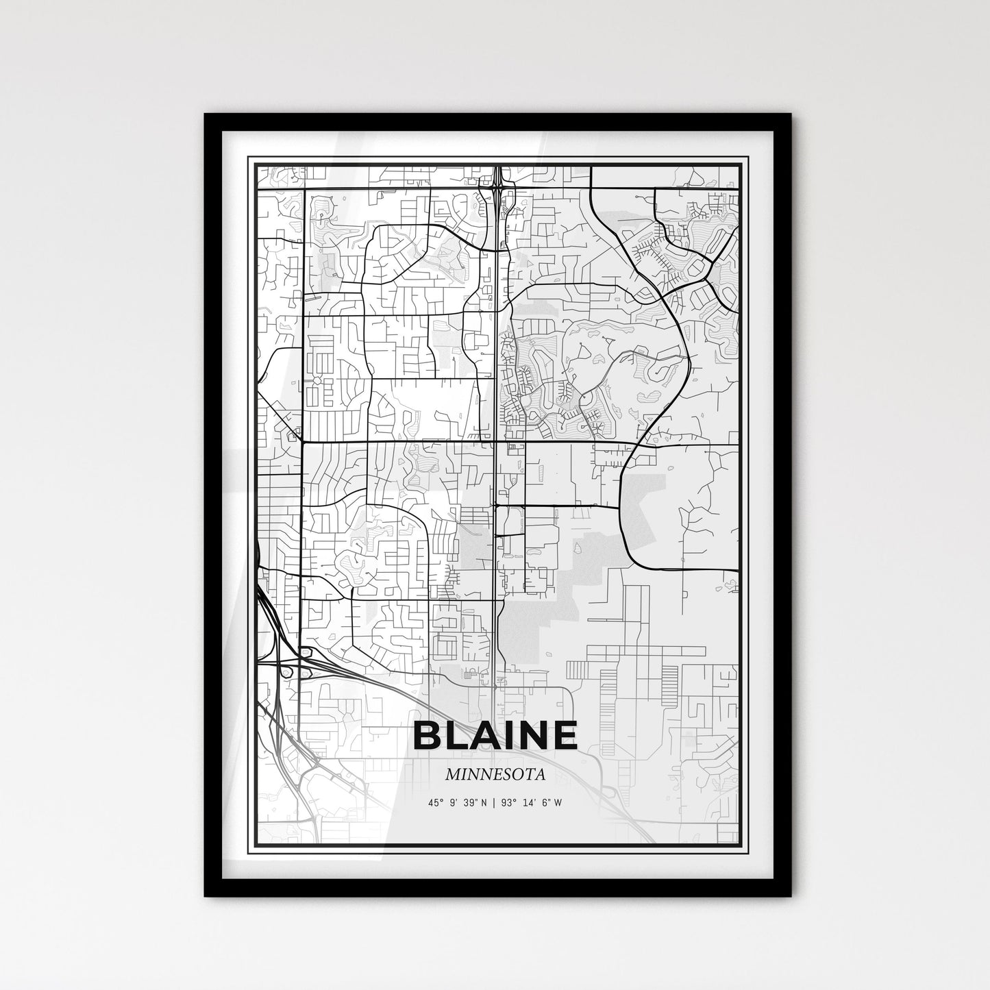 Blaine Minnesota - Scandinavian Style City Map for Modern Home Decor