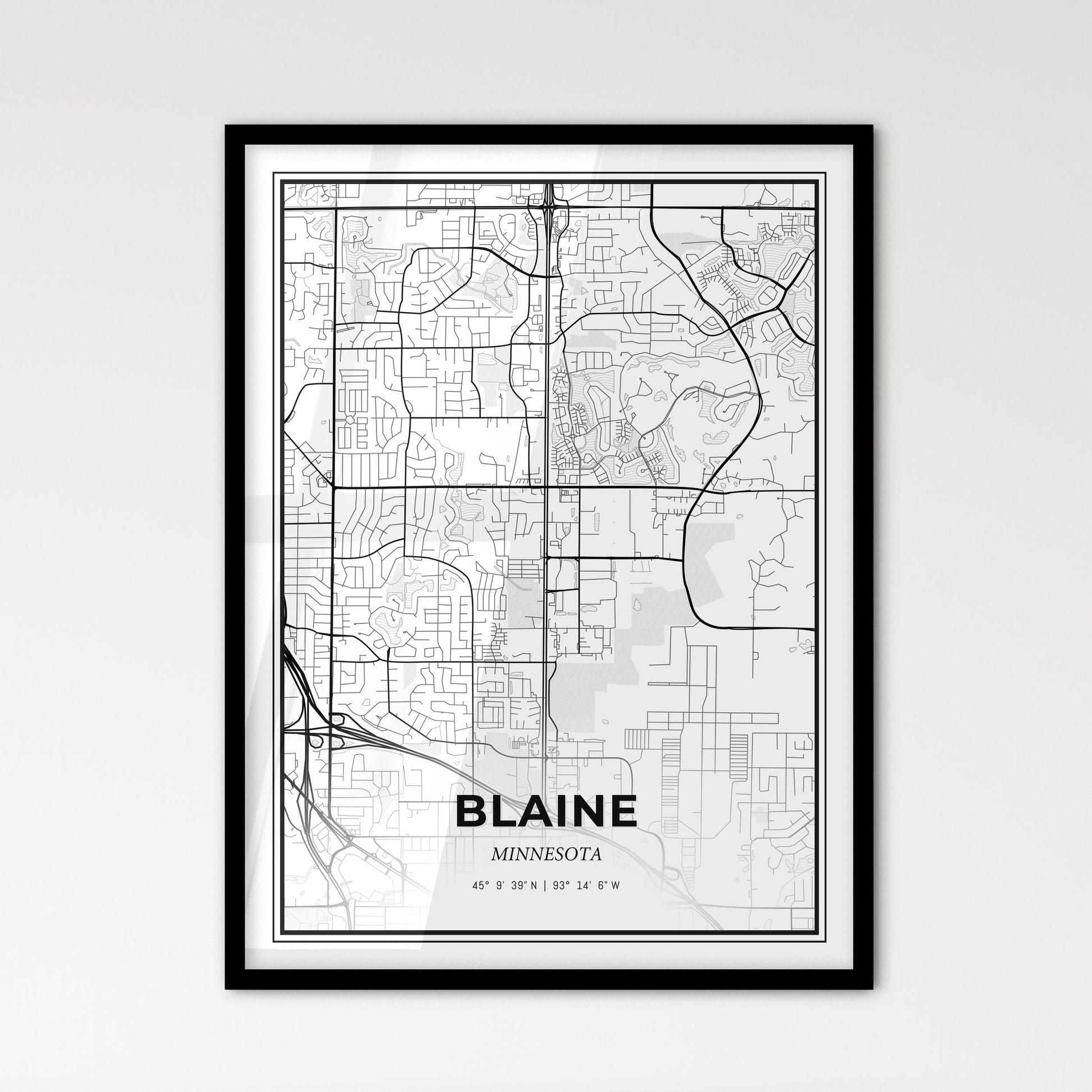 Blaine Minnesota - Scandinavian Style City Map for Modern Home Decor