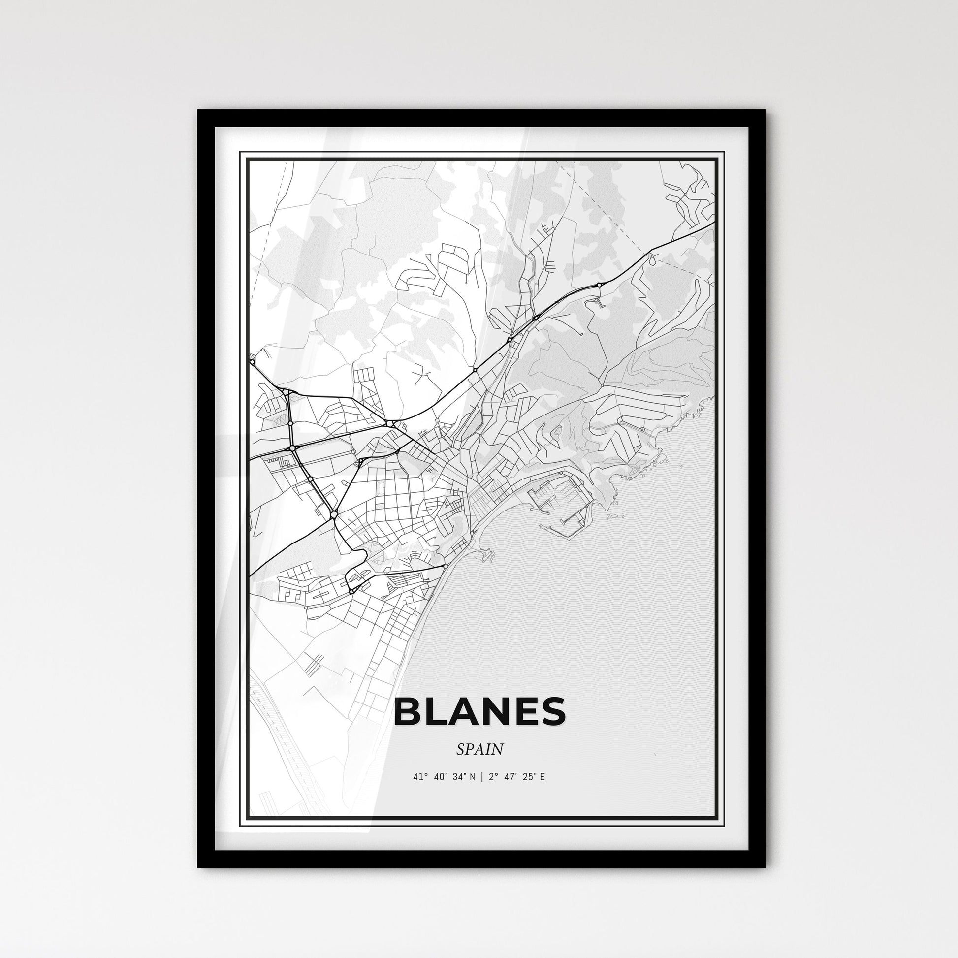 Blanes Spain - Scandinavian Style City Map for Modern Home Decor