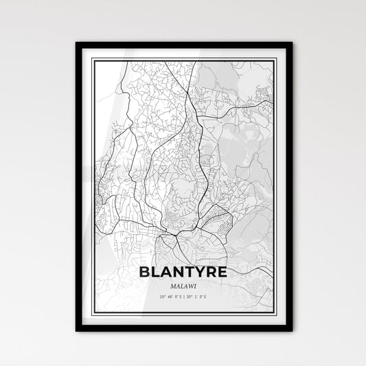 Blantyre Malawi - Scandinavian Style City Map for Modern Home Decor