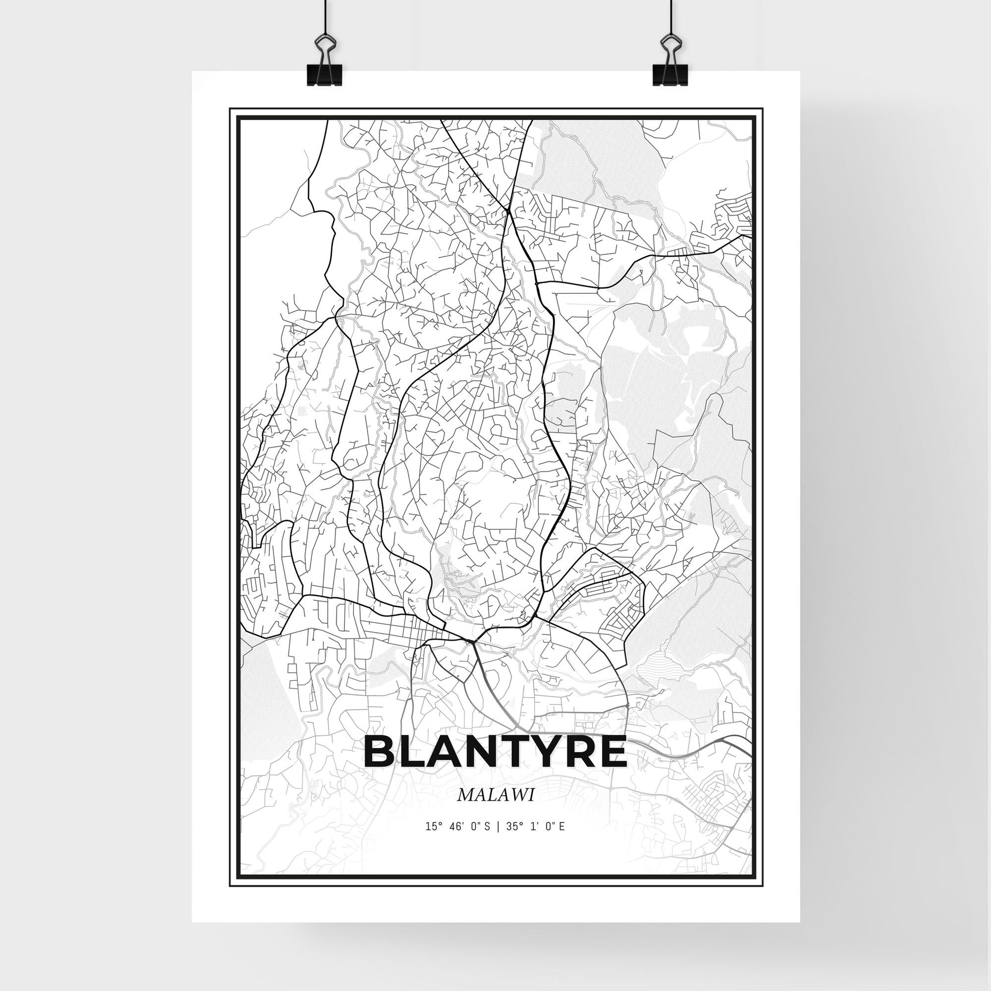 Blantyre Malawi - Premium City Map Poster