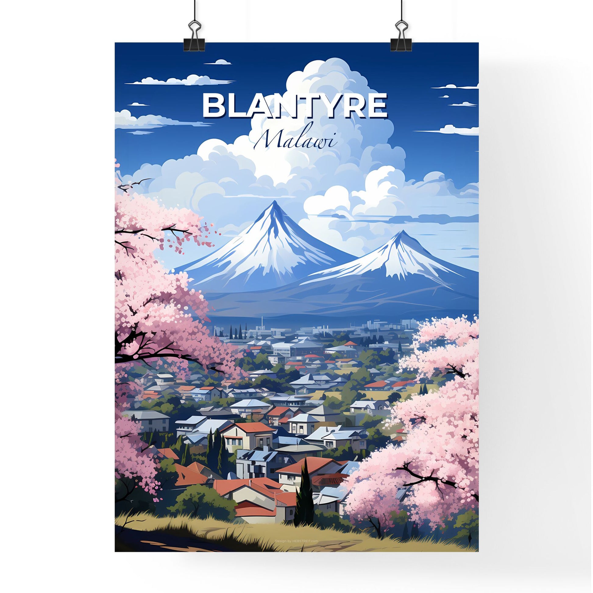 Vibrant Landscape Painting Featuring Mount Fuji in Blantyre Malawi Skyline Default Title