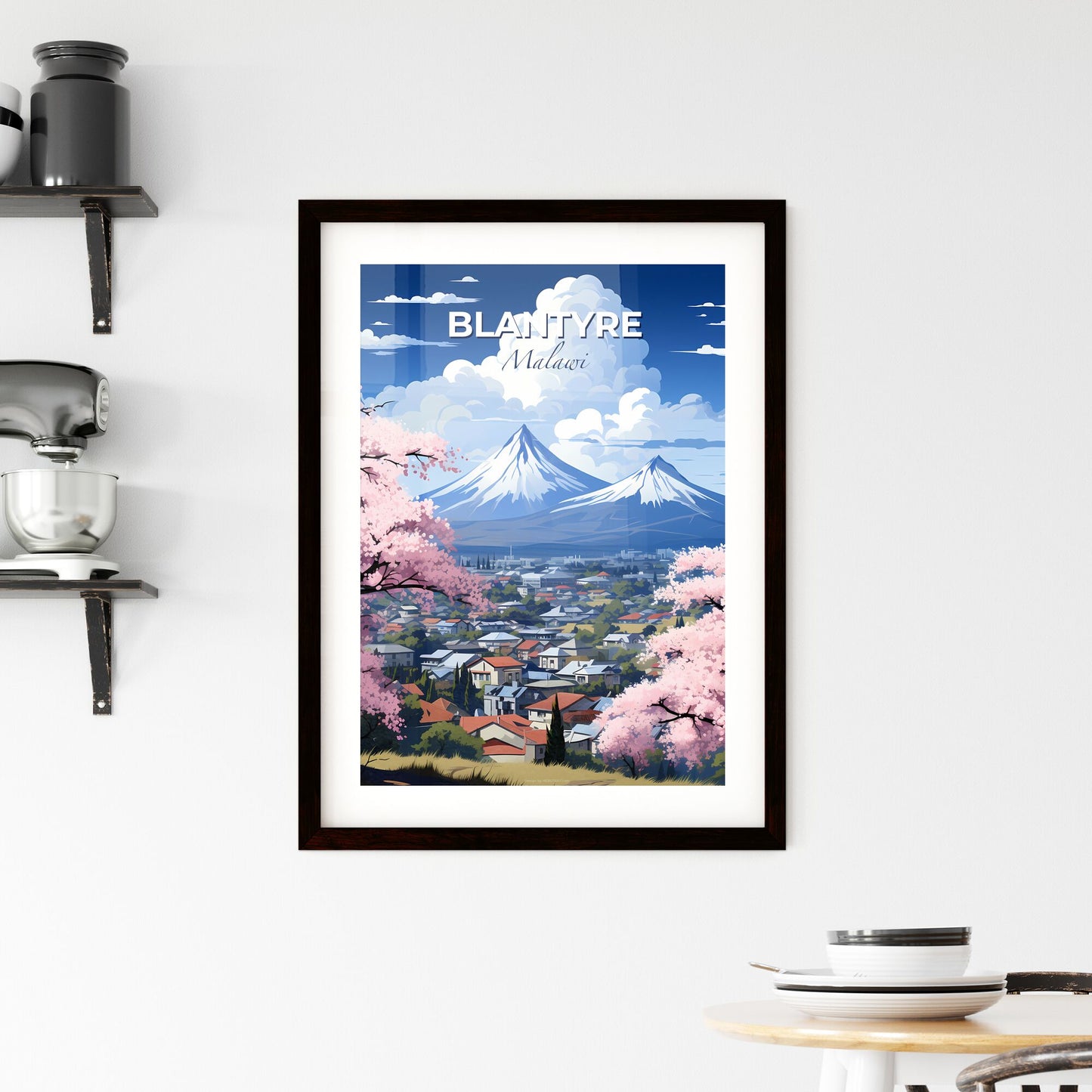 Vibrant Landscape Painting Featuring Mount Fuji in Blantyre Malawi Skyline Default Title