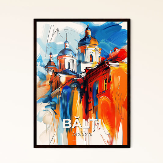 Vibrant Bălți, Moldova - A Painting Of A Building With Blue And Orange Paint