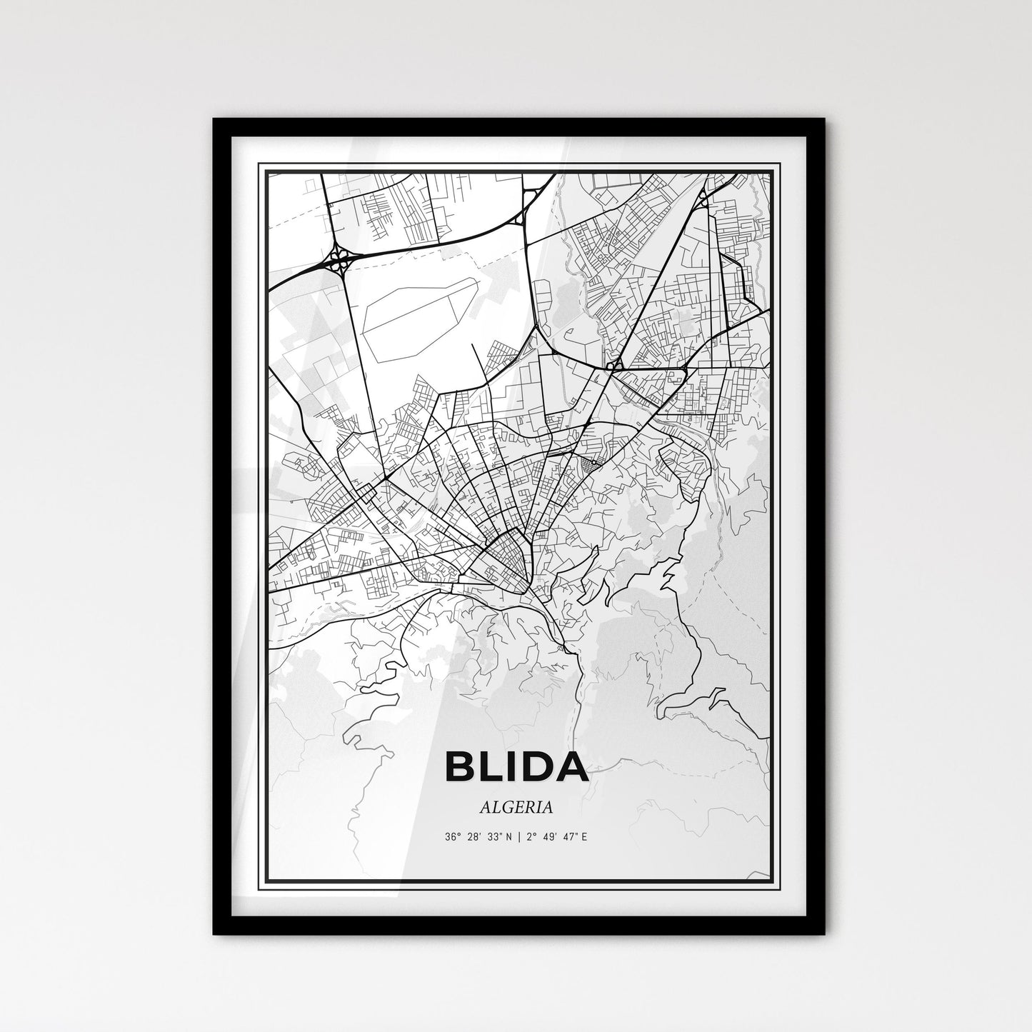 Blida Algeria - Scandinavian Style City Map for Modern Home Decor