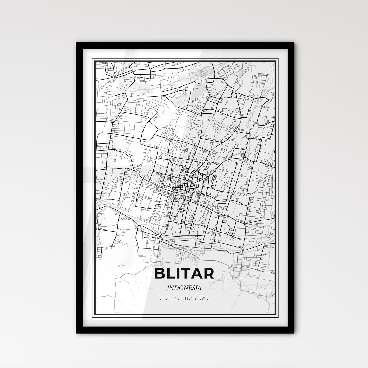 Blitar Indonesia - Scandinavian Style City Map for Modern Home Decor