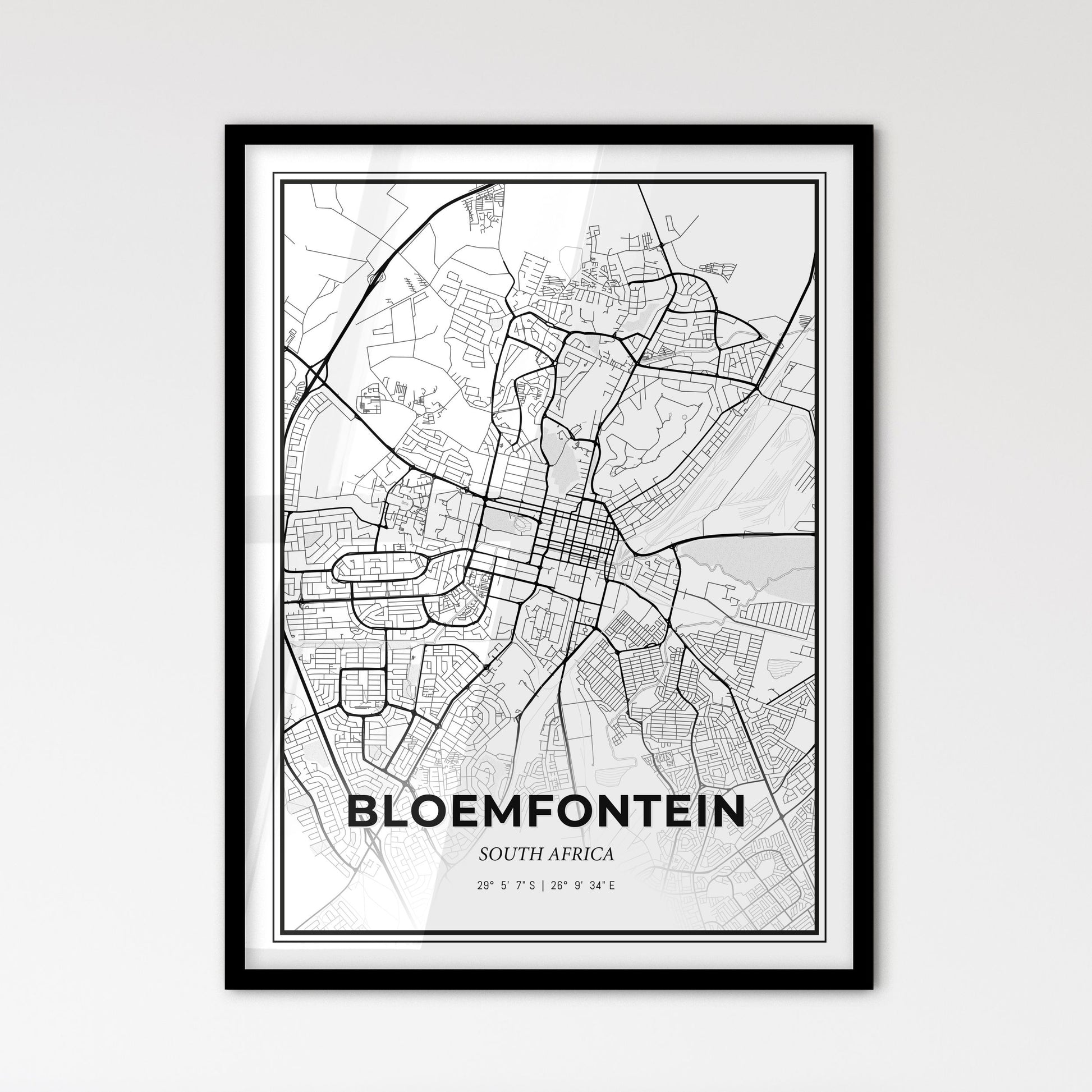 Bloemfontein South Africa - Scandinavian Style City Map for Modern Home Decor