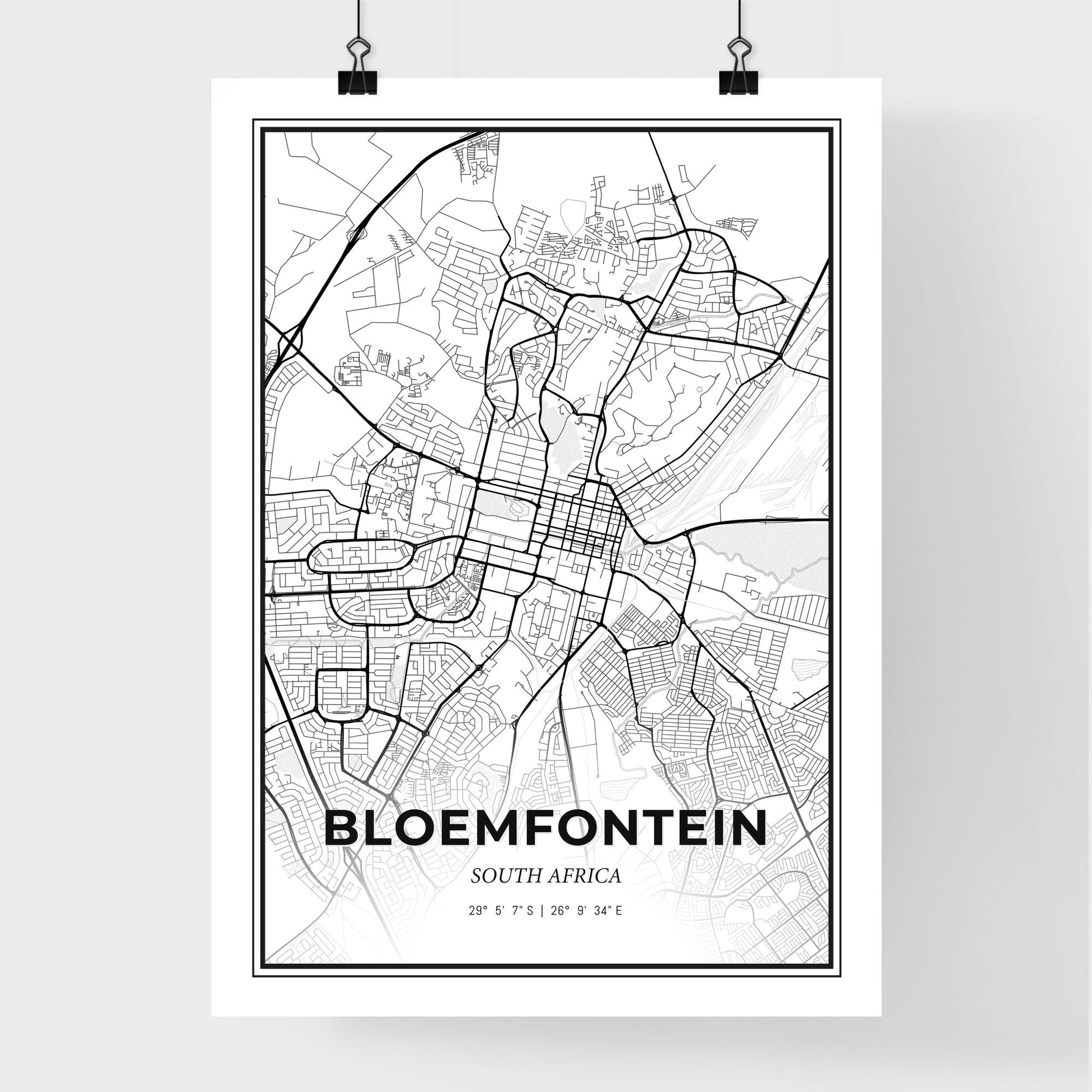 Bloemfontein South Africa - Premium City Map Poster