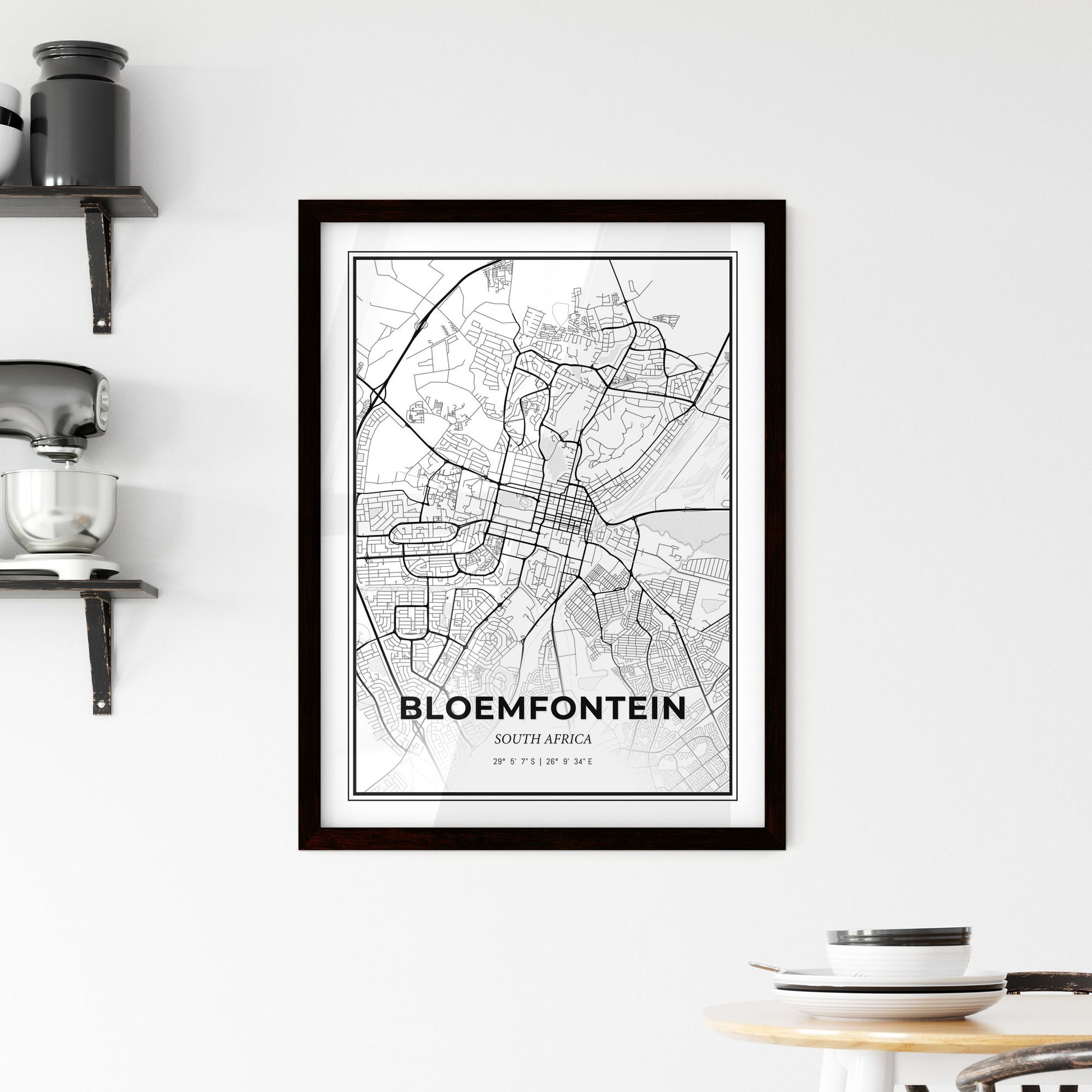 Bloemfontein South Africa - Minimal City Map