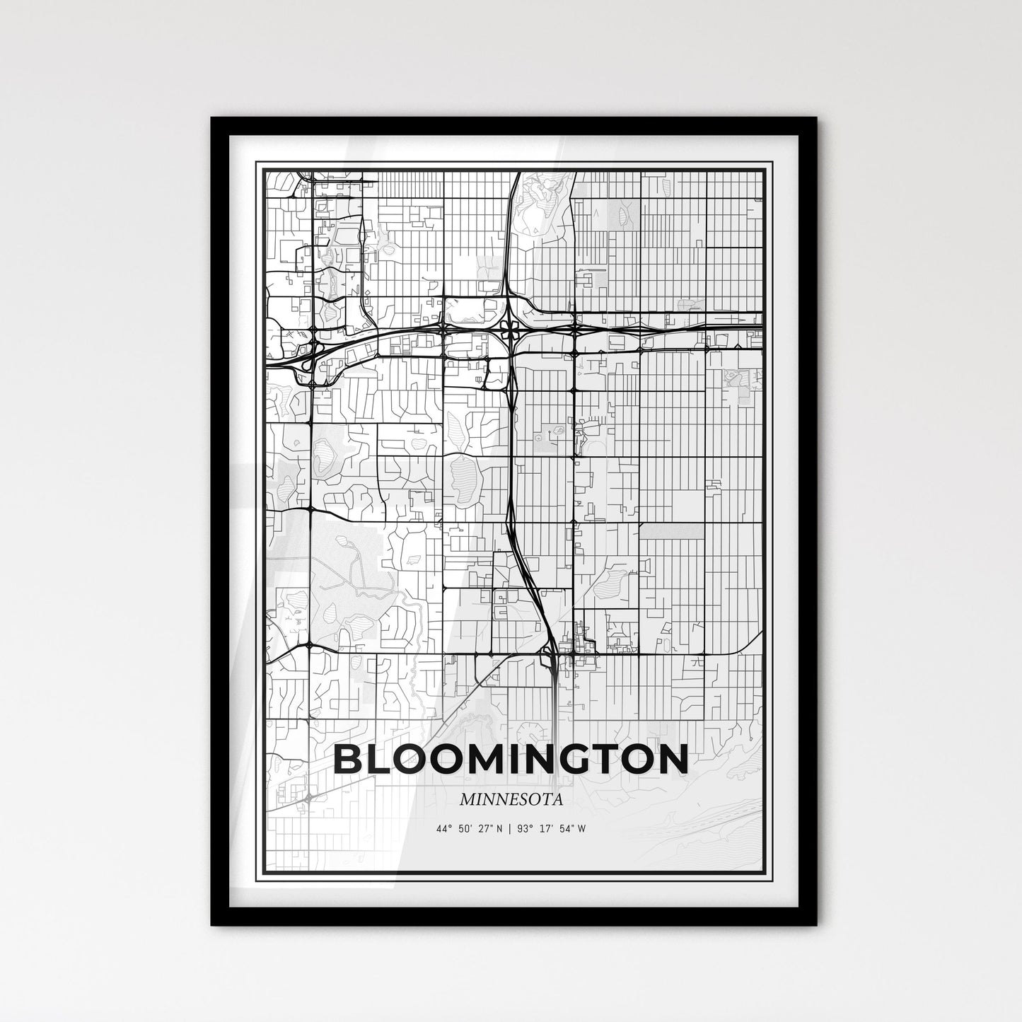 Bloomington Minnesota - Scandinavian Style City Map for Modern Home Decor