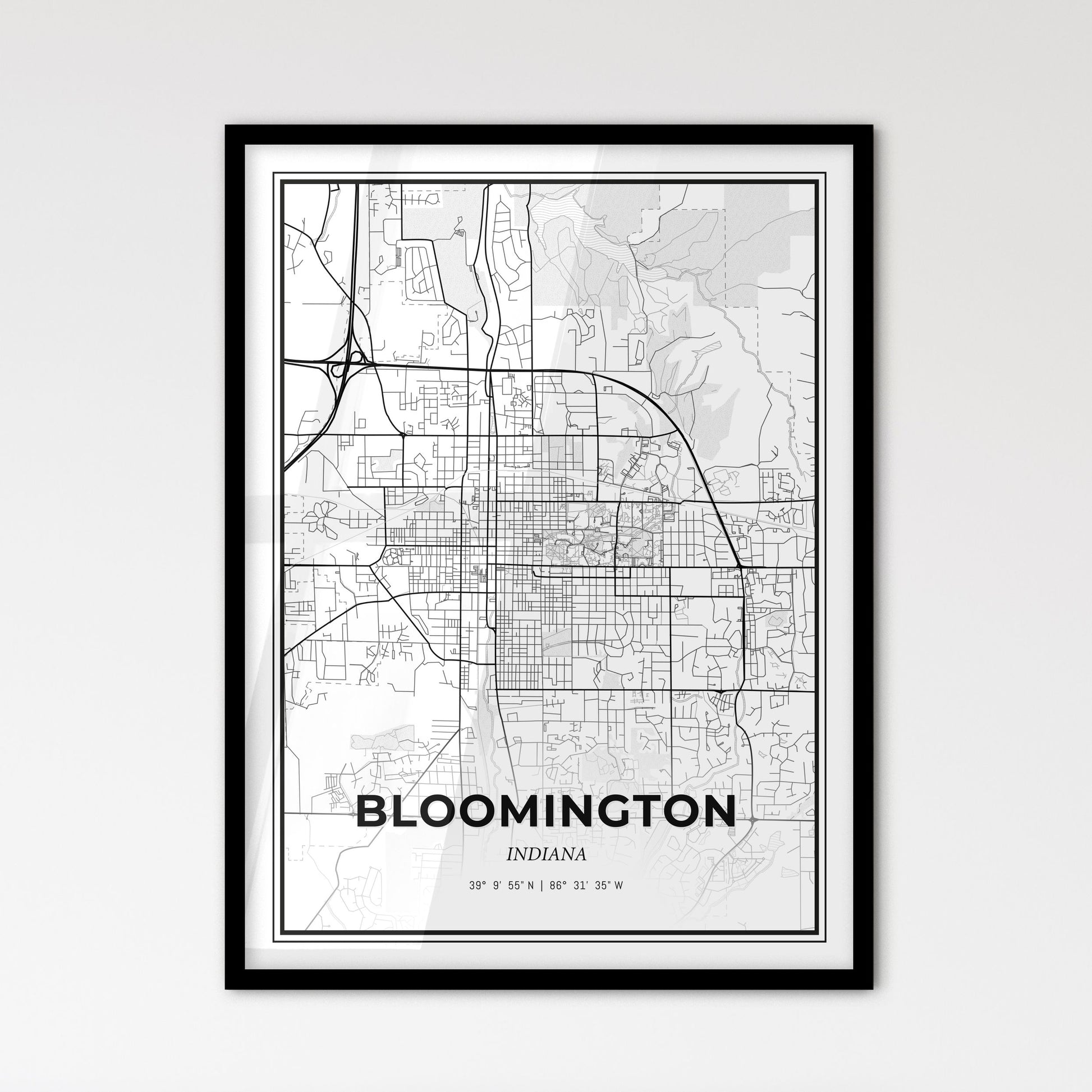 Bloomington Indiana - Scandinavian Style City Map for Modern Home Decor