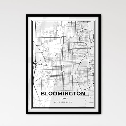 Bloomington Illinois - Scandinavian Style City Map for Modern Home Decor