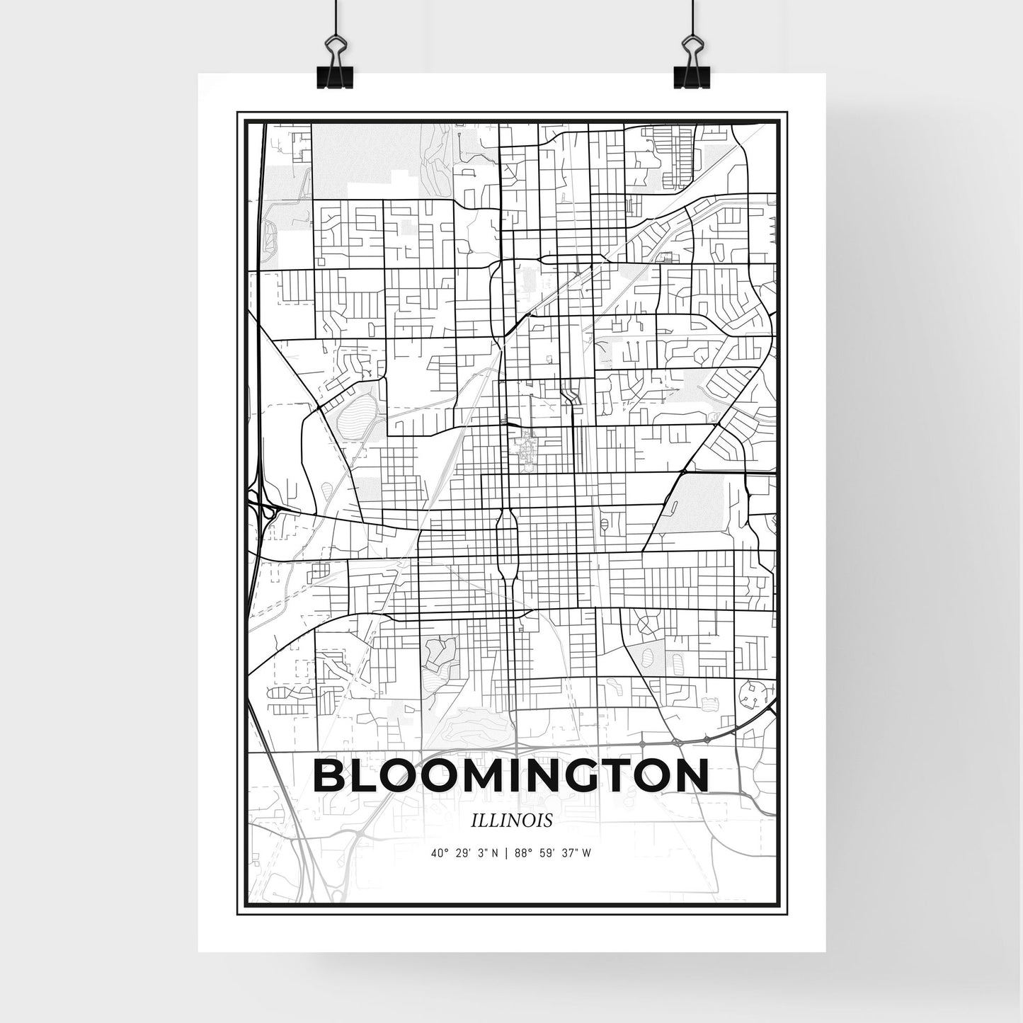 Bloomington Illinois - Premium City Map Poster