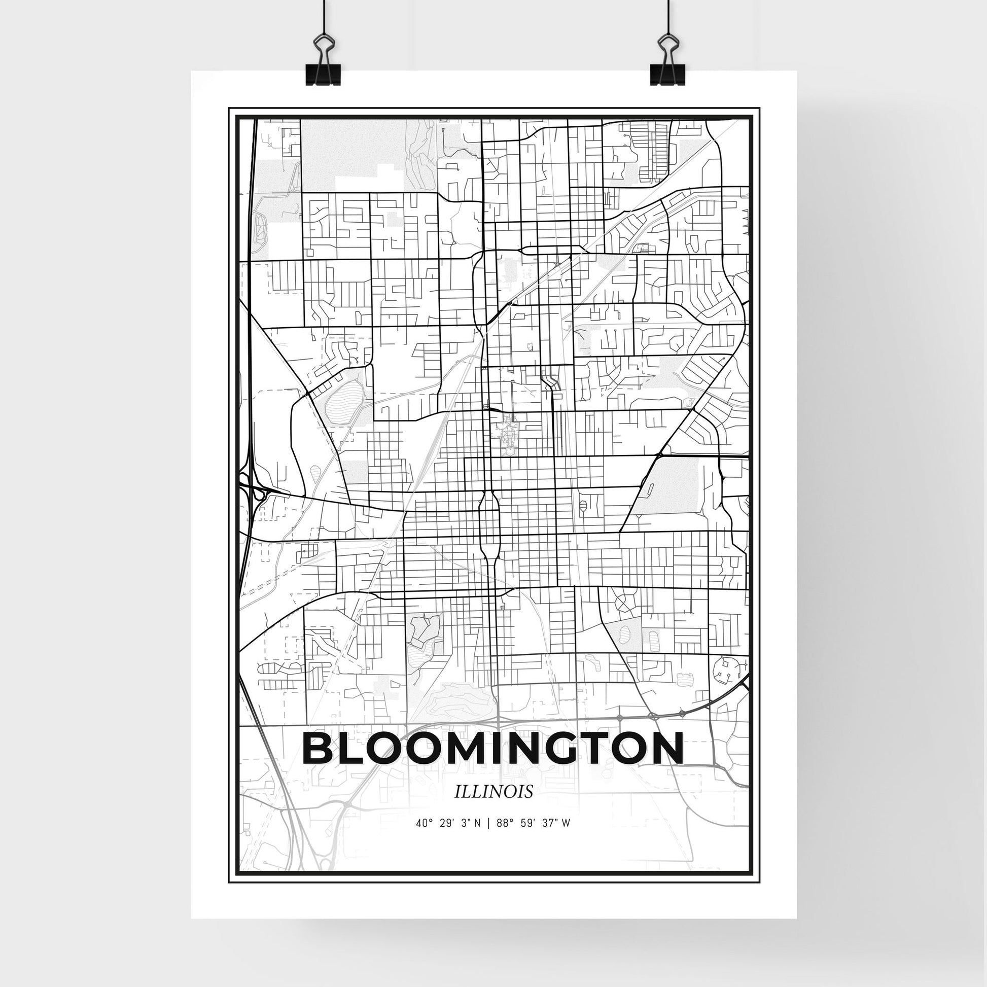 Bloomington Illinois - Premium City Map Poster