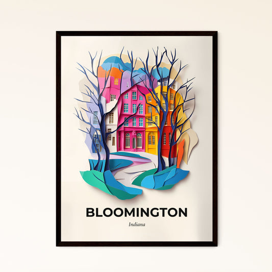 Vivid Bloomington, Indiana - a colorful city with trees and a road