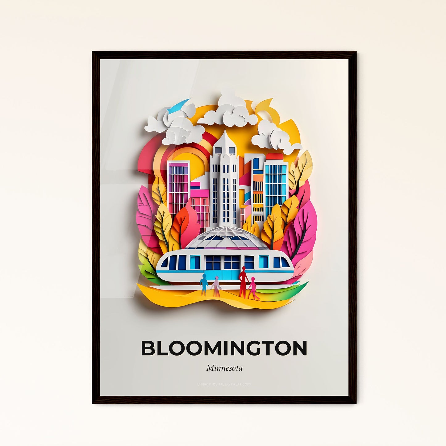 Vivid Bloomington, Minnesota - a paper cut of a train and a city